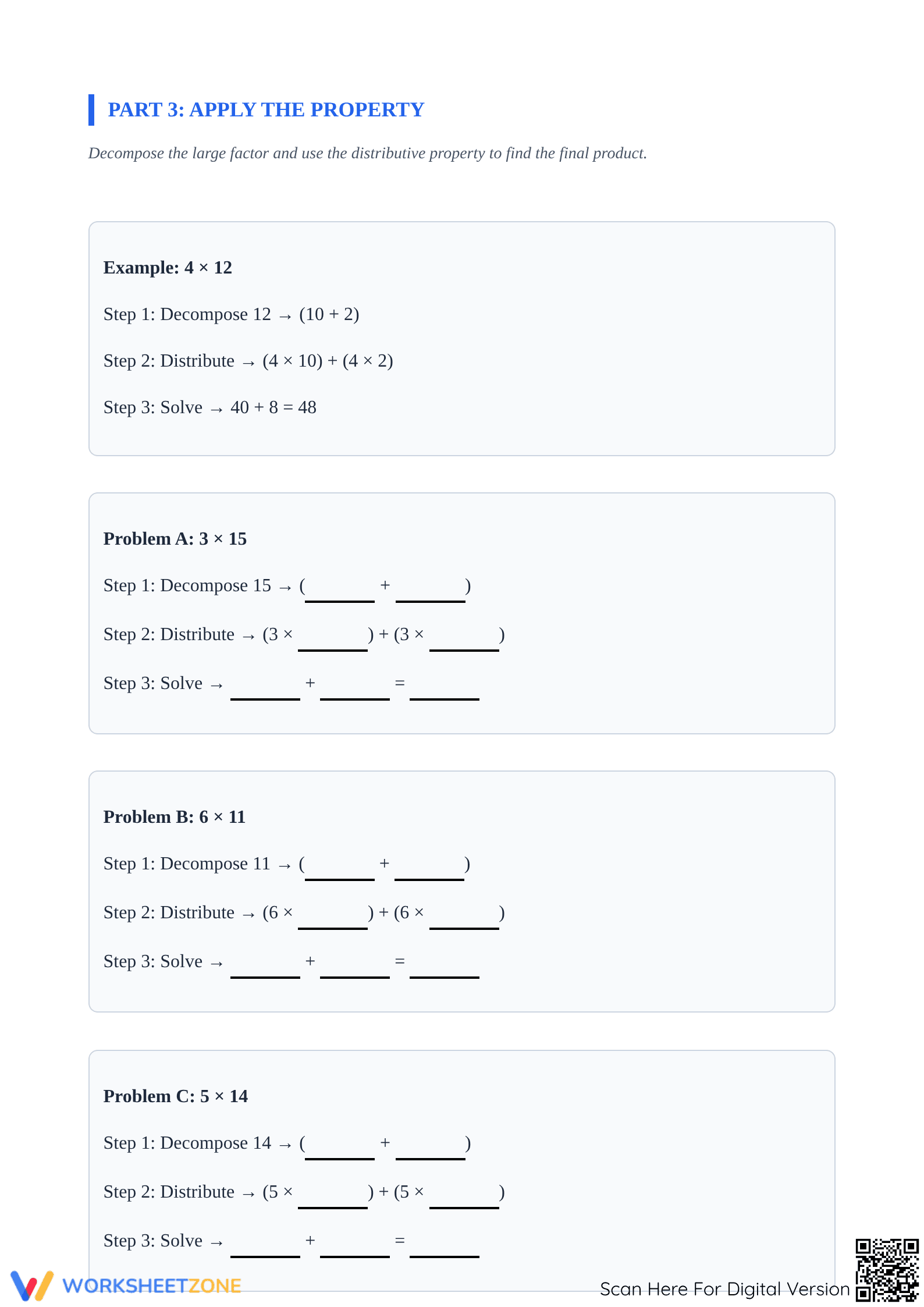 Printable Distributive Property Worksheet | Grade 4 Math - Page 3