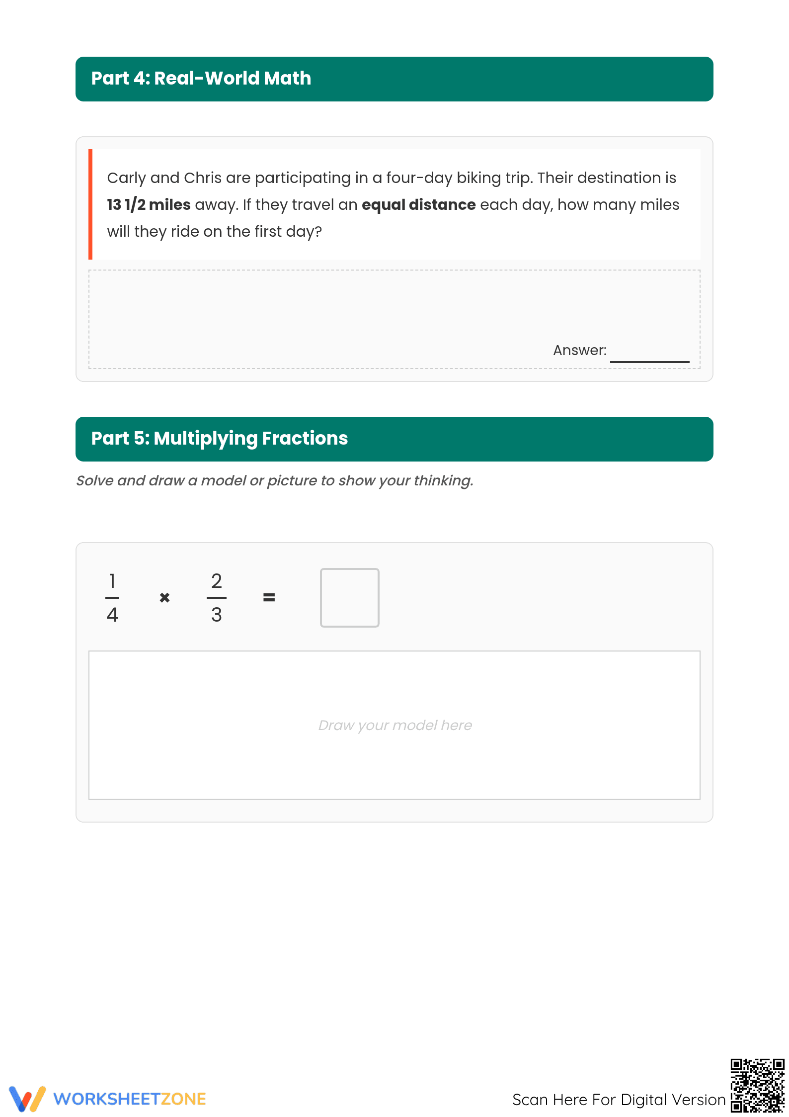 Printable Focus on Fractions Worksheet | Grade 5 Math - Page 3