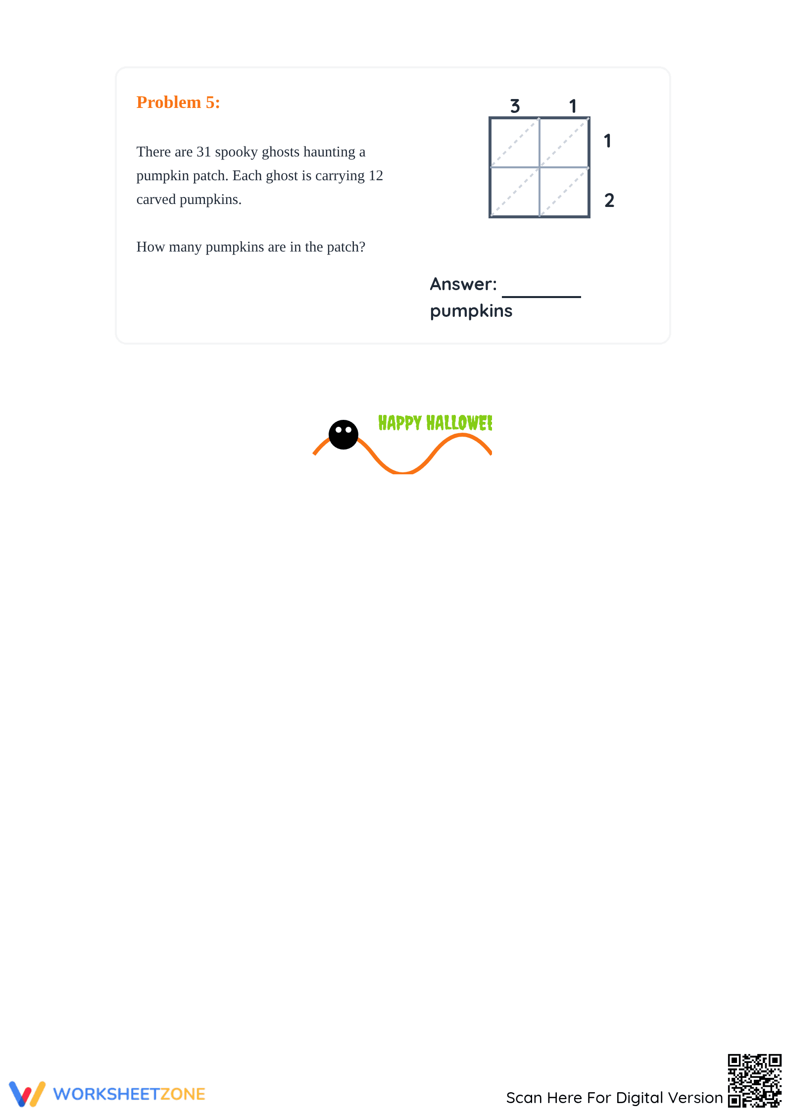 Essential Grade 3 Halloween Lattice Multiplication Worksheet - Page 3