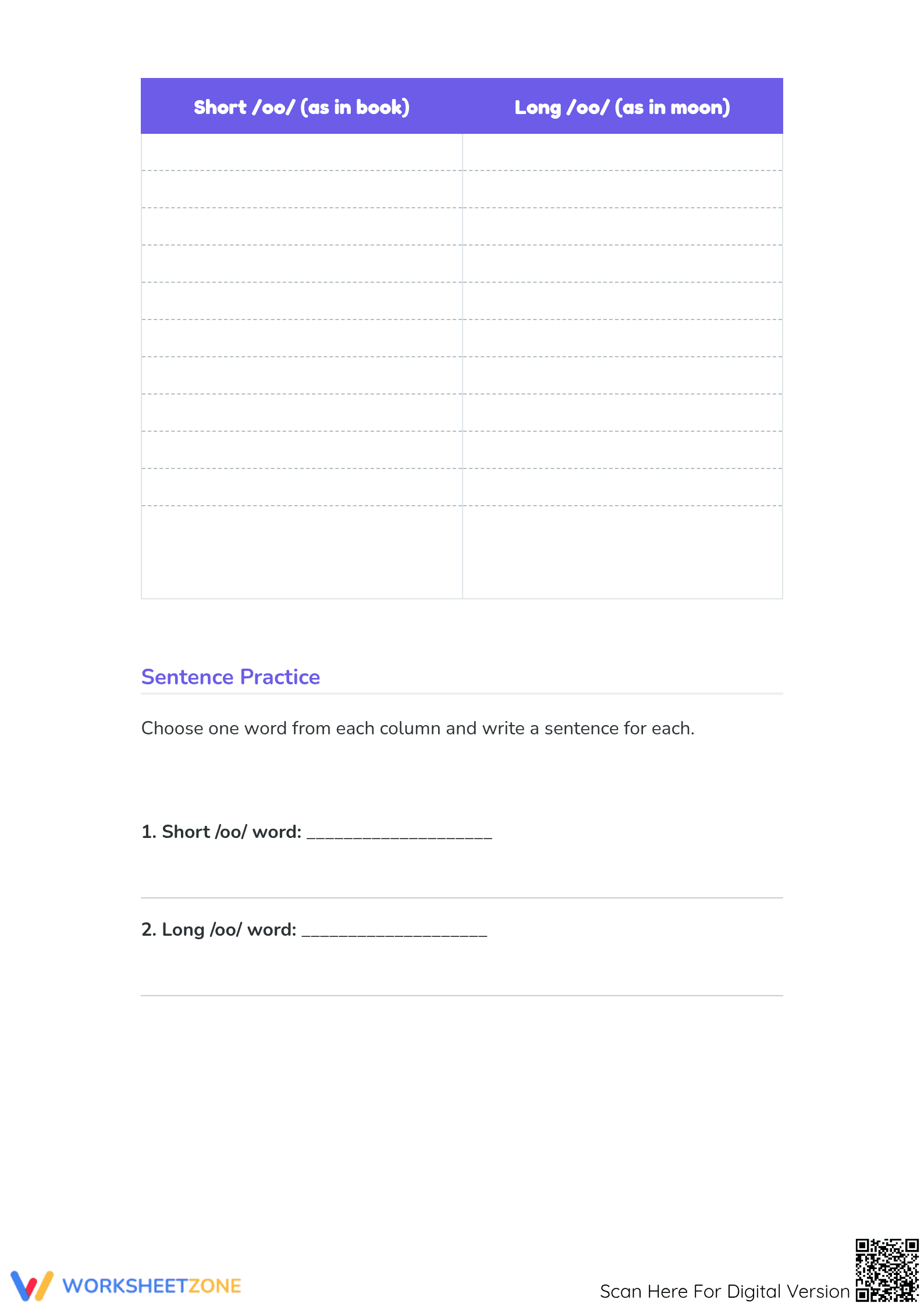 Essential Long and Short /oo/ Word Sort | Grade 3 - Page 2