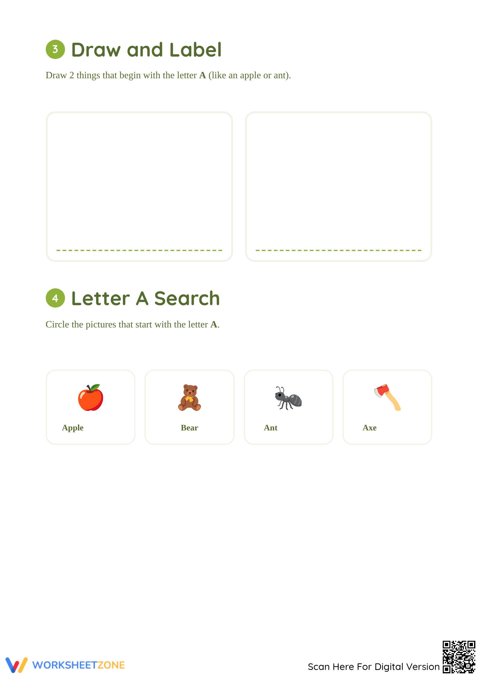 Printable Letter A Worksheet: Alphabet Practice Grade K-1 - Page 2