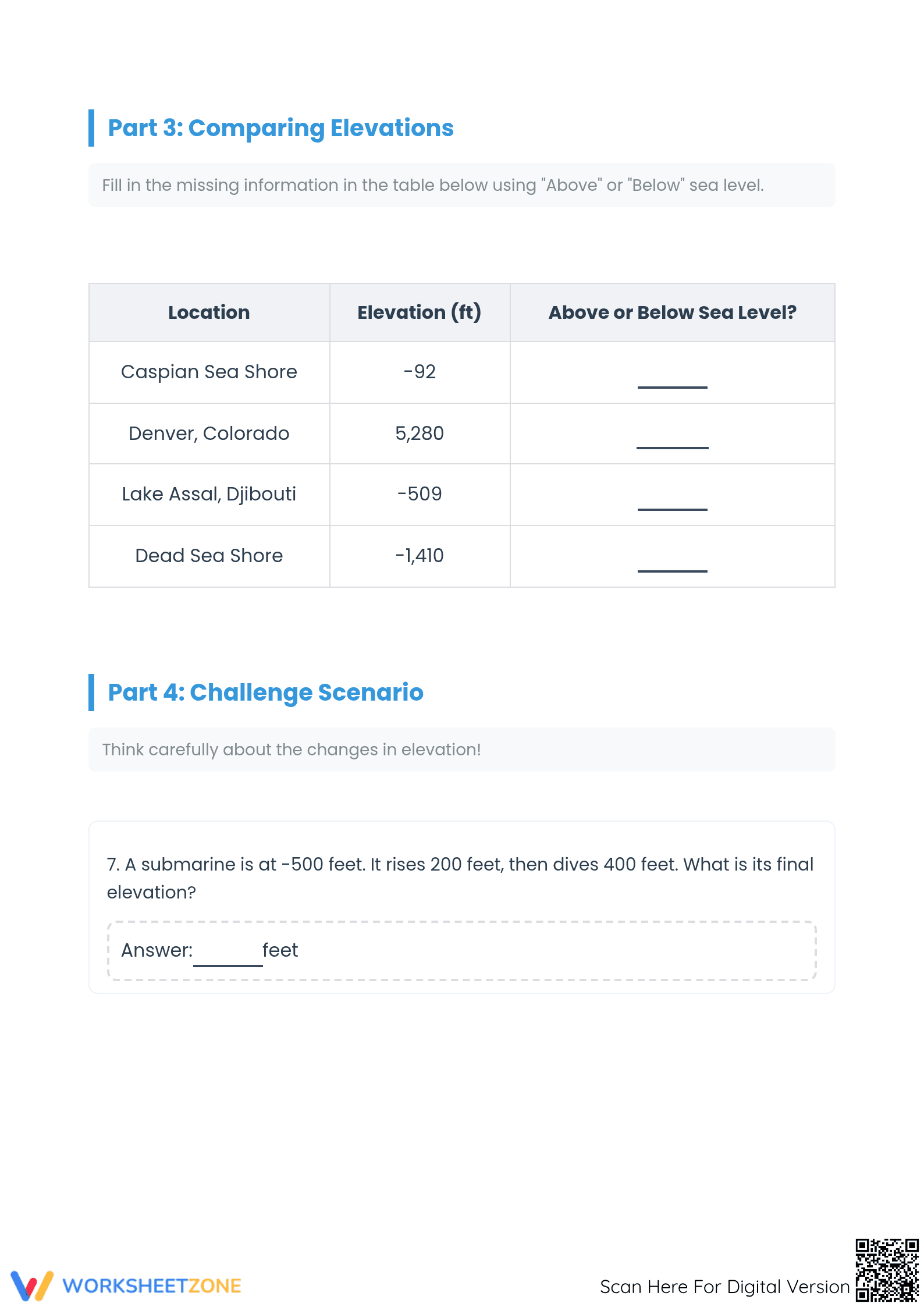 Complete Multi-Step Elevation Word Problems Worksheet - Page 3