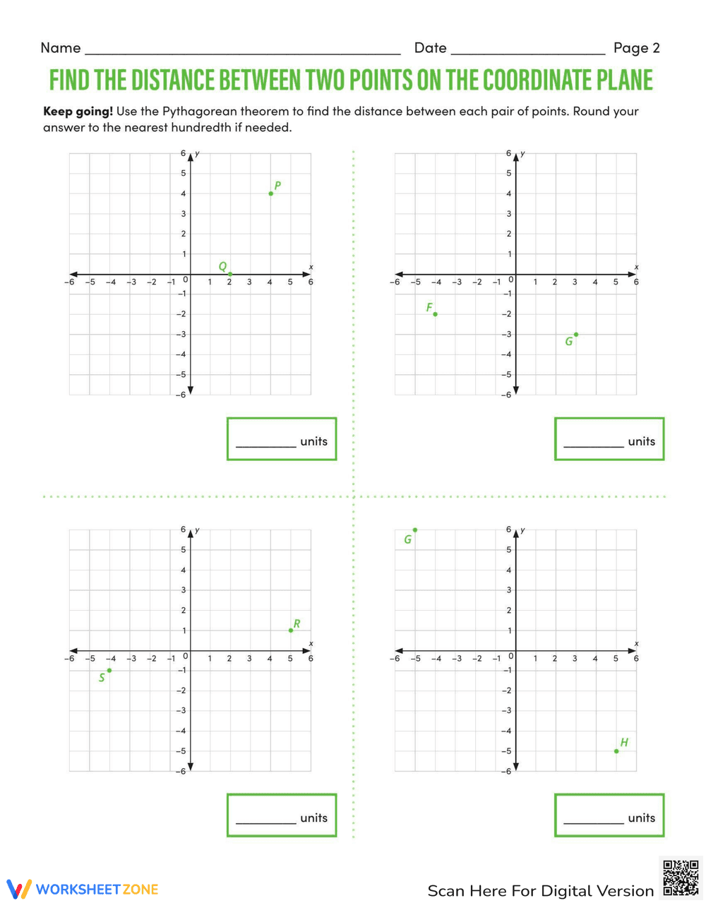 Distance Between Two Points on Coordinate Plane - Page 2