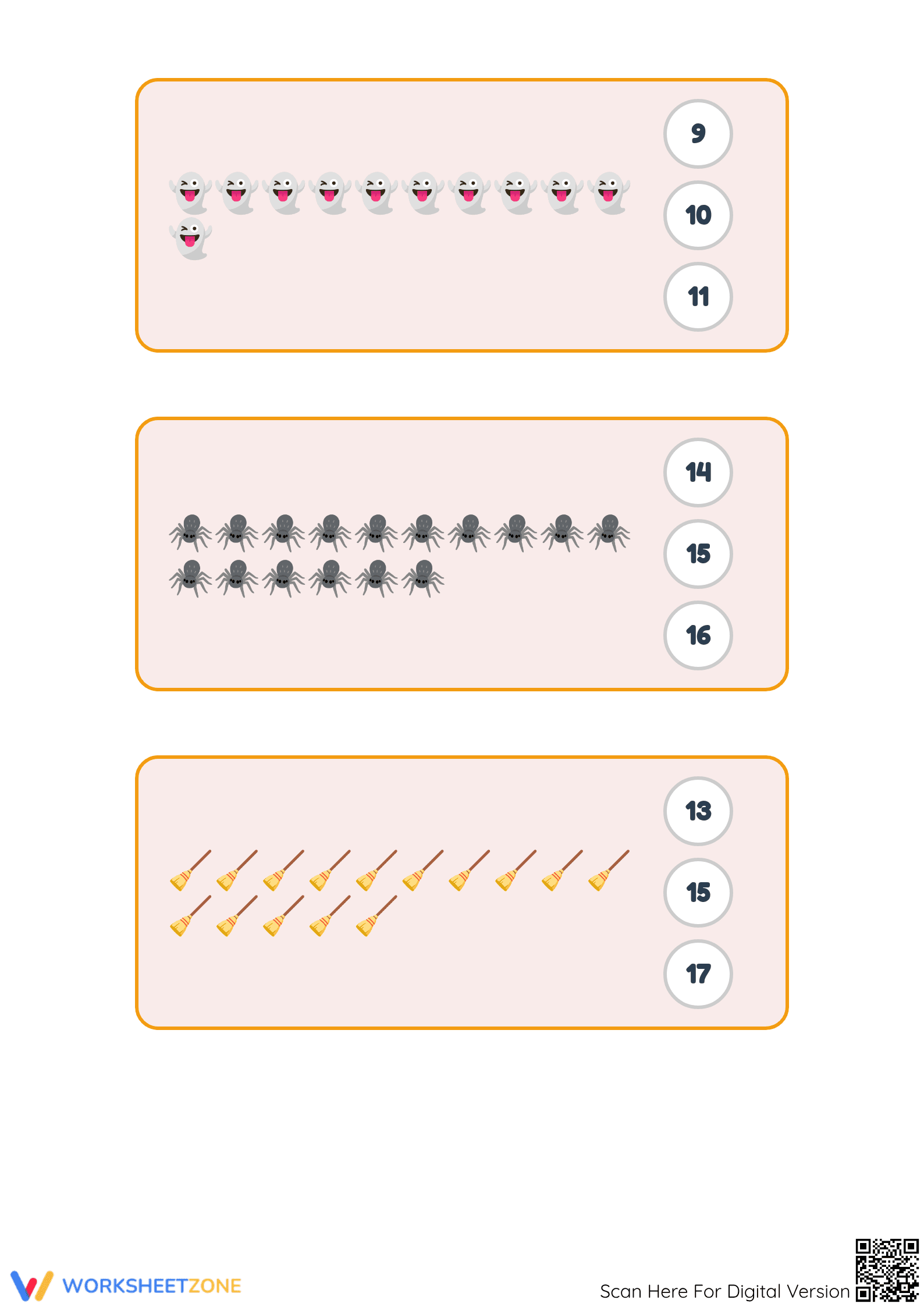 Printable Halloween Math: Counting to 20 — Grade K Essential - Page 2