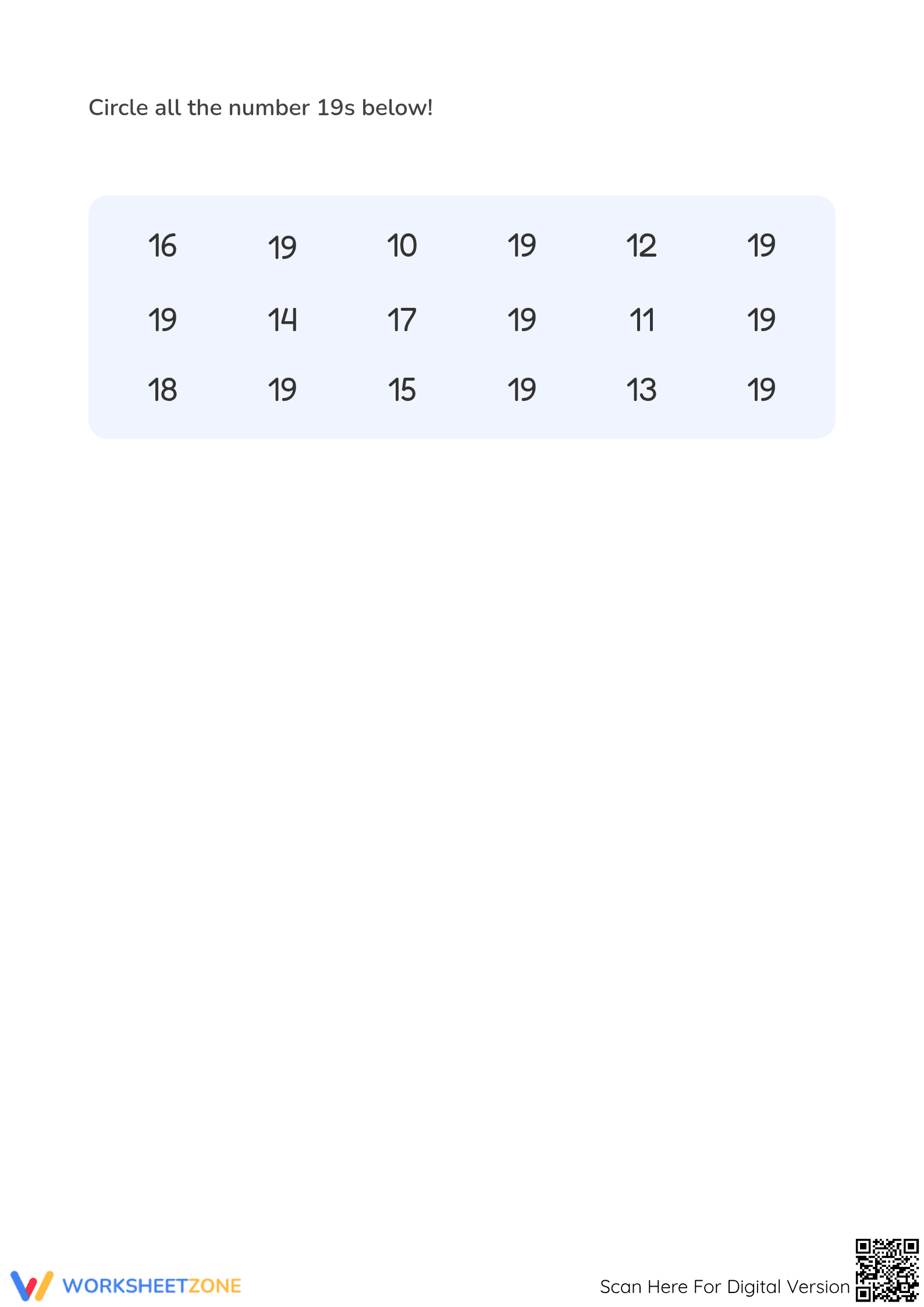 Essential Tracing Number 19 Worksheet | Kindergarten Math - Page 3