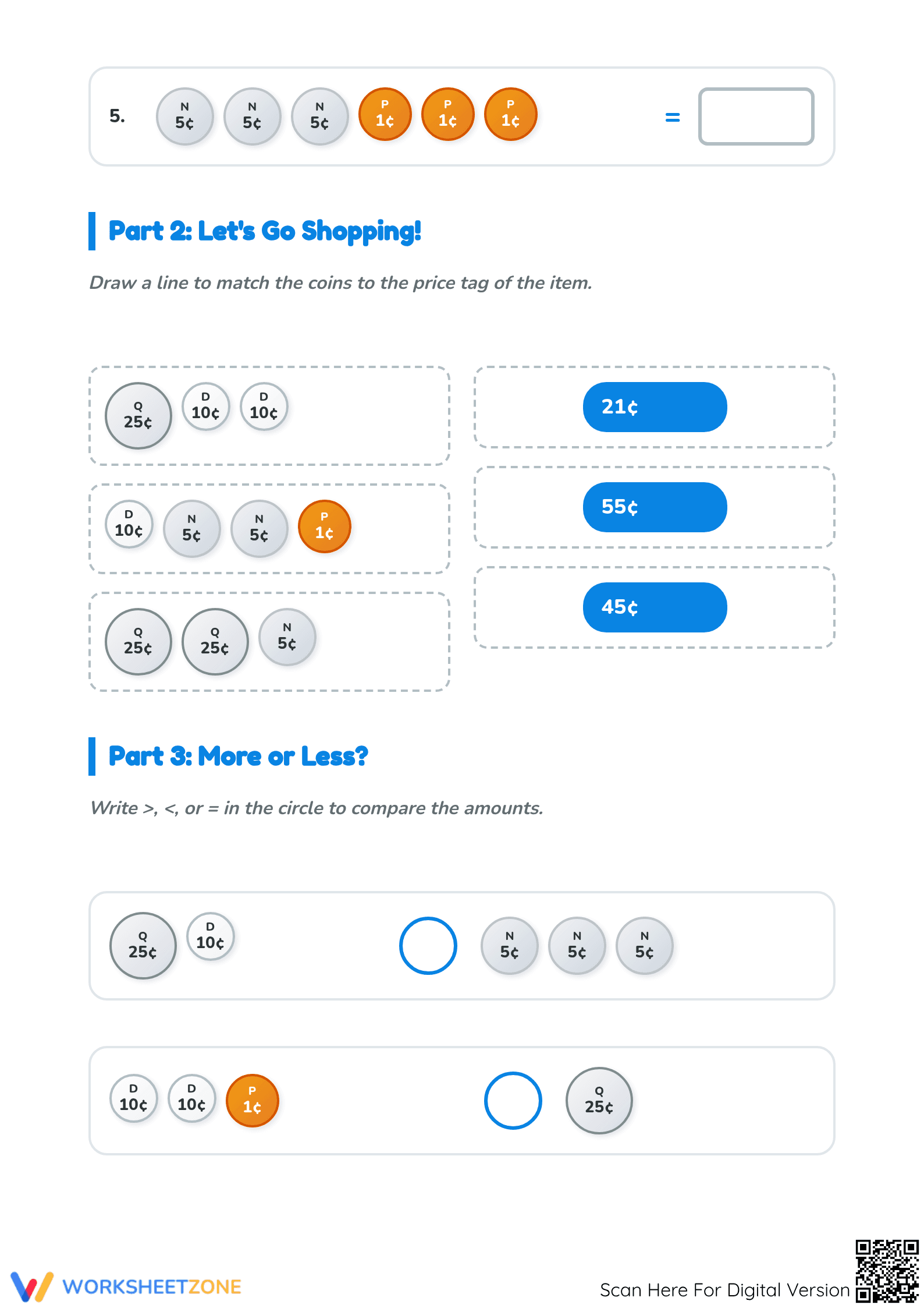 Grade 2 Counting Coins — Printable No-Prep Worksheet - Page 2