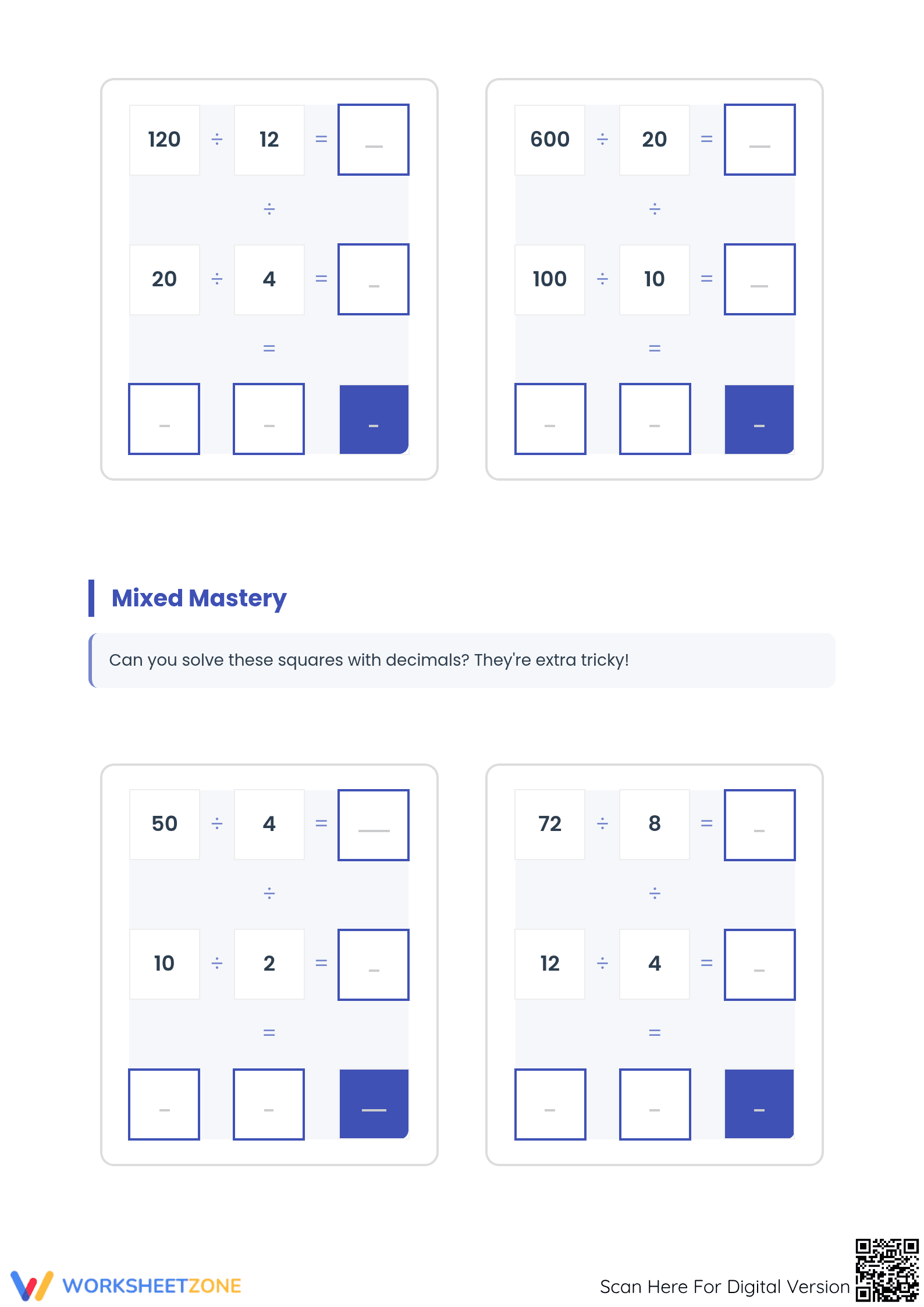 Division Squares Worksheet (3 Levels) | Grade 4 Ready - Page 3