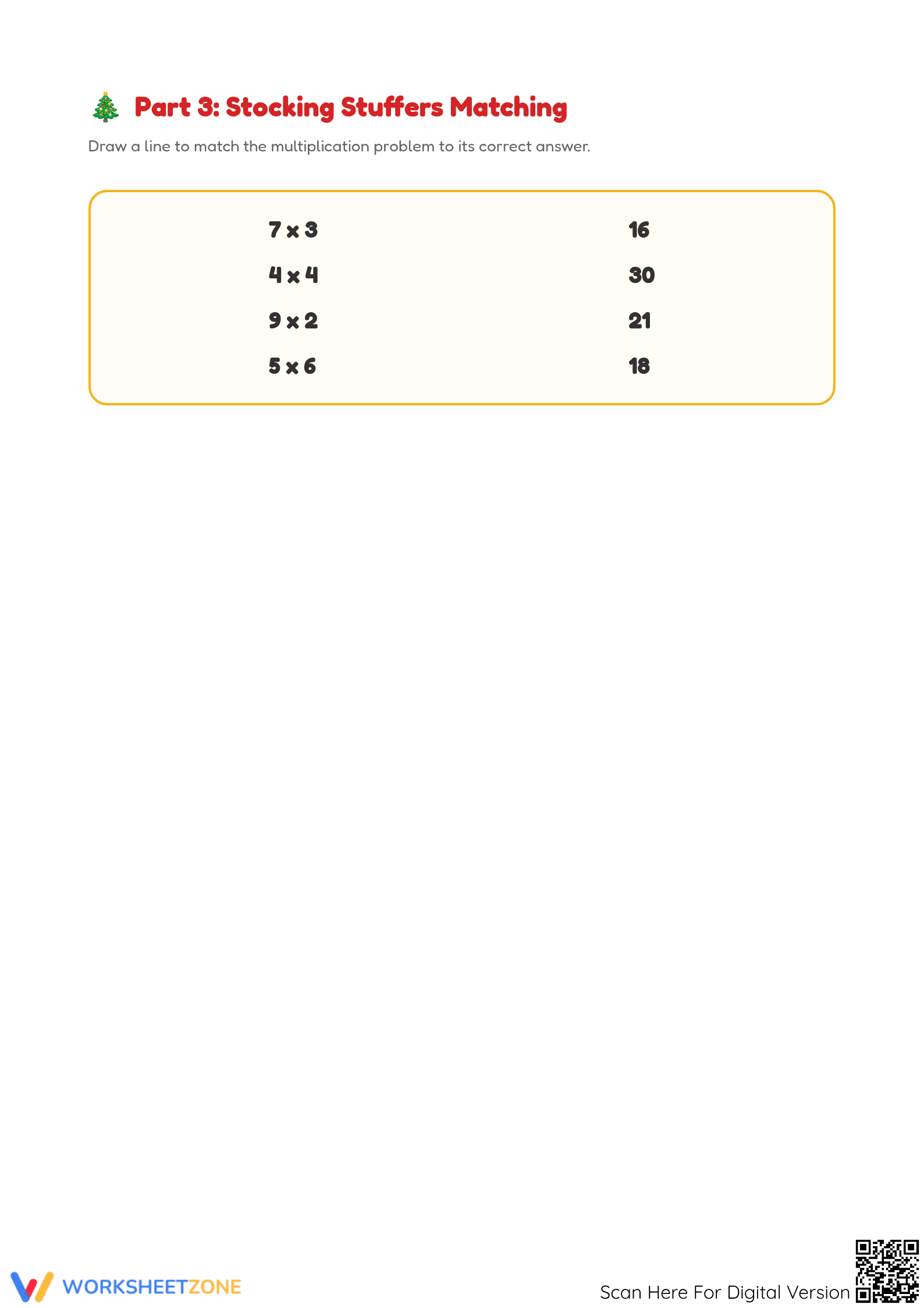 Christmas Multiplication Worksheet | Printable Grade 3-4 - Page 3