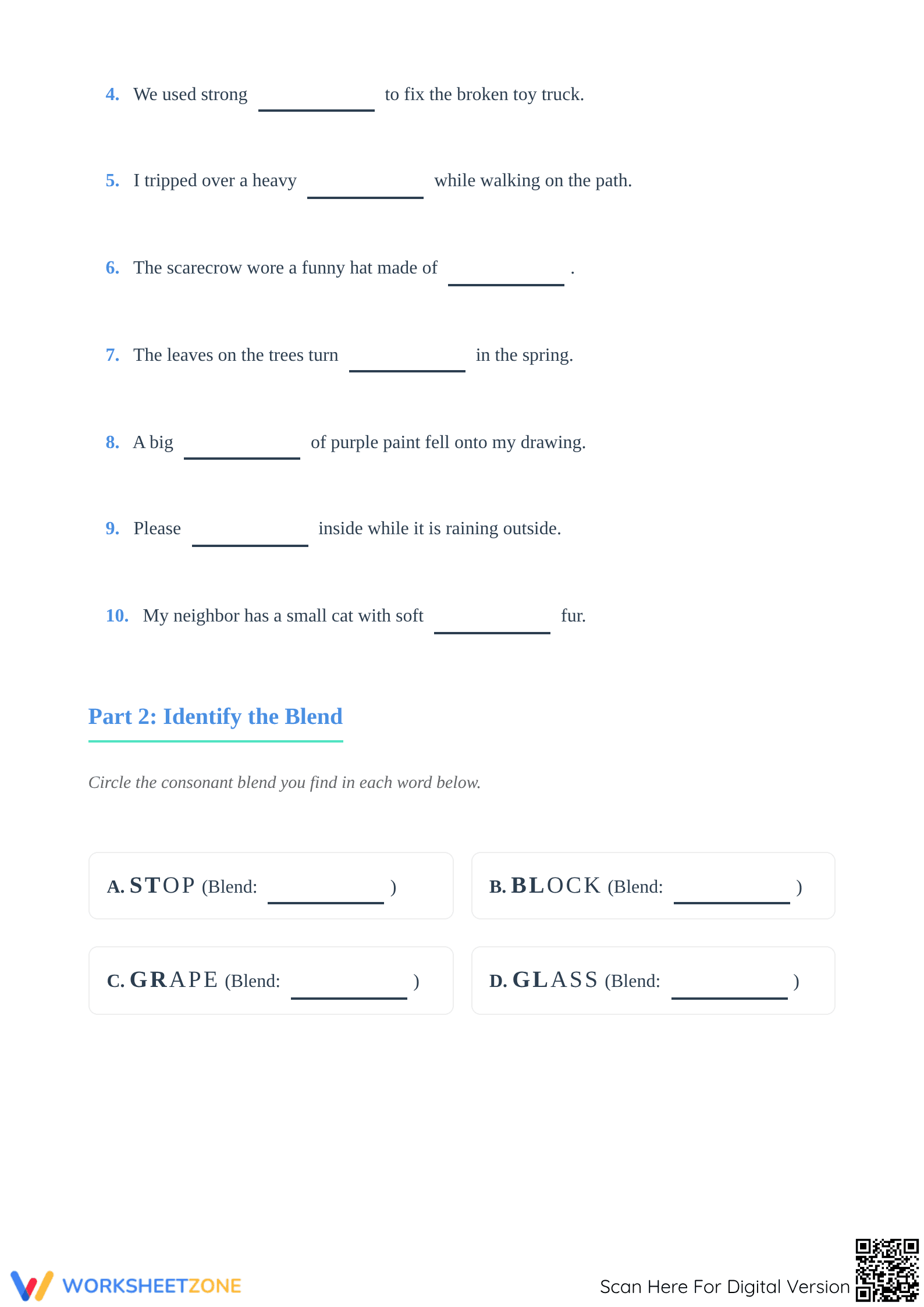 Essential Grade 2 Blends Worksheet: Phonics in Context - Page 2