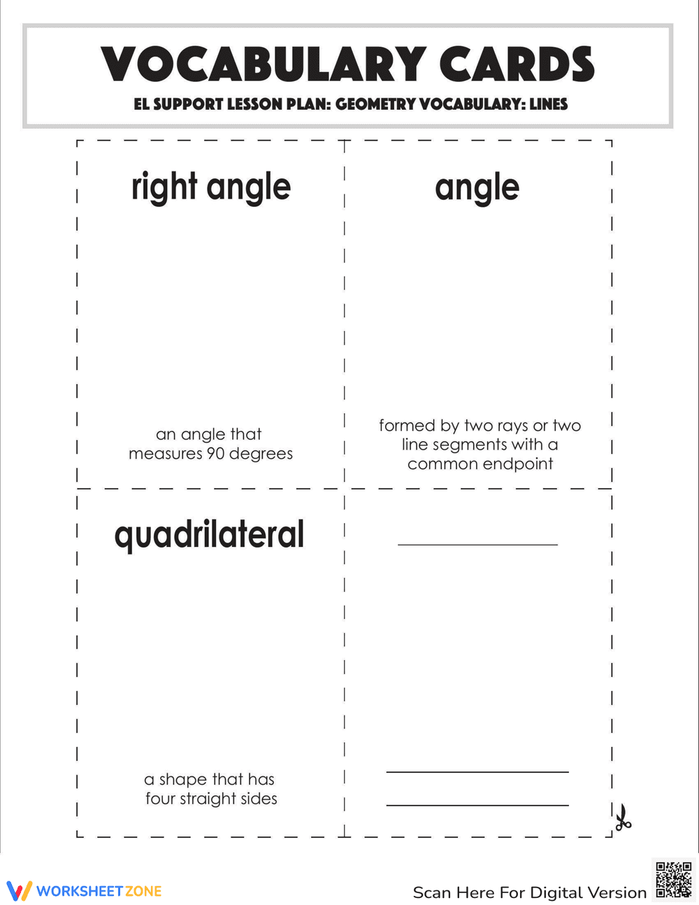 Vocabulary Cards: Geometry Vocabulary: Lines - Page 2