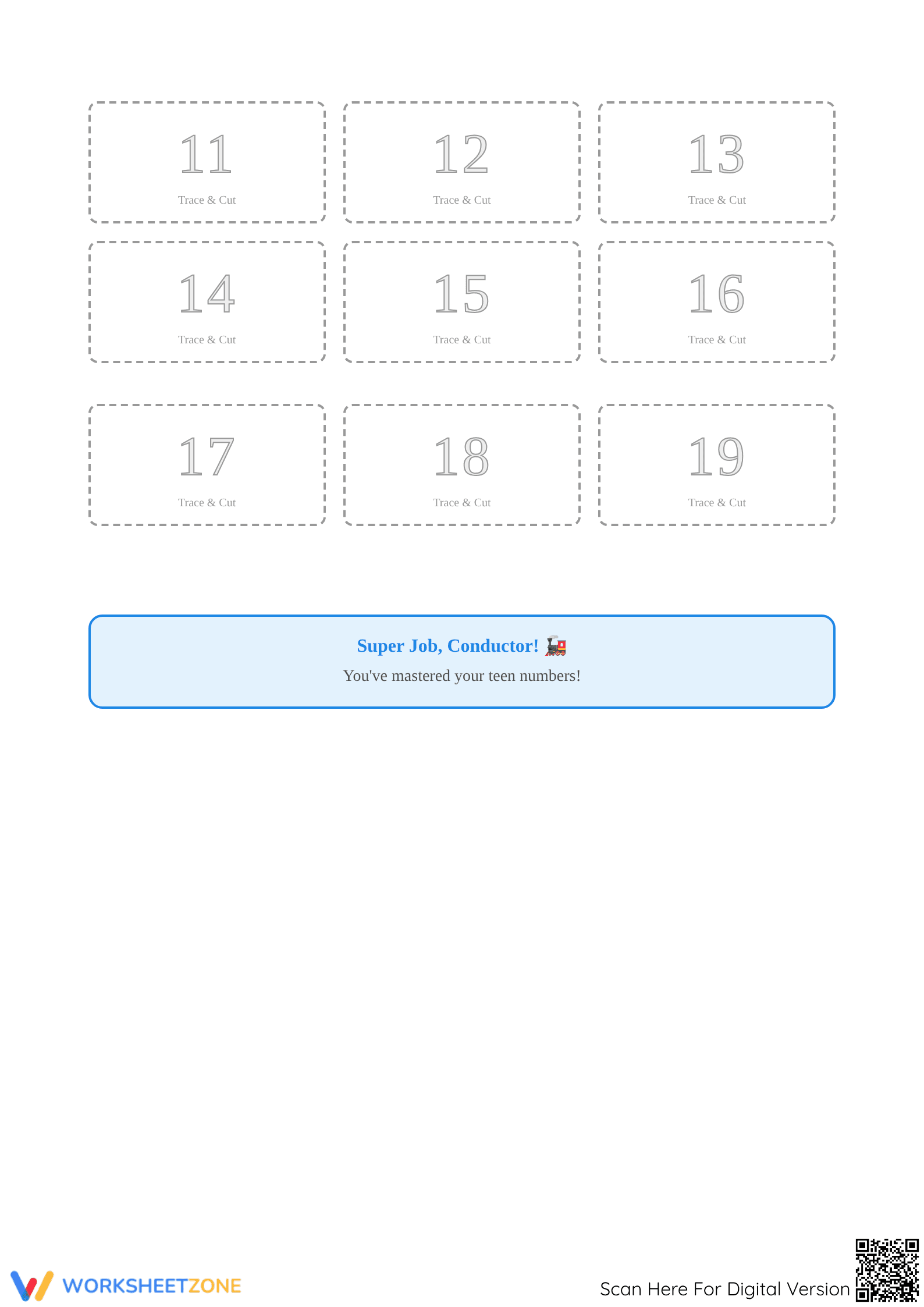Teen Number Train Worksheet | Grade K-1 Printable - Page 2