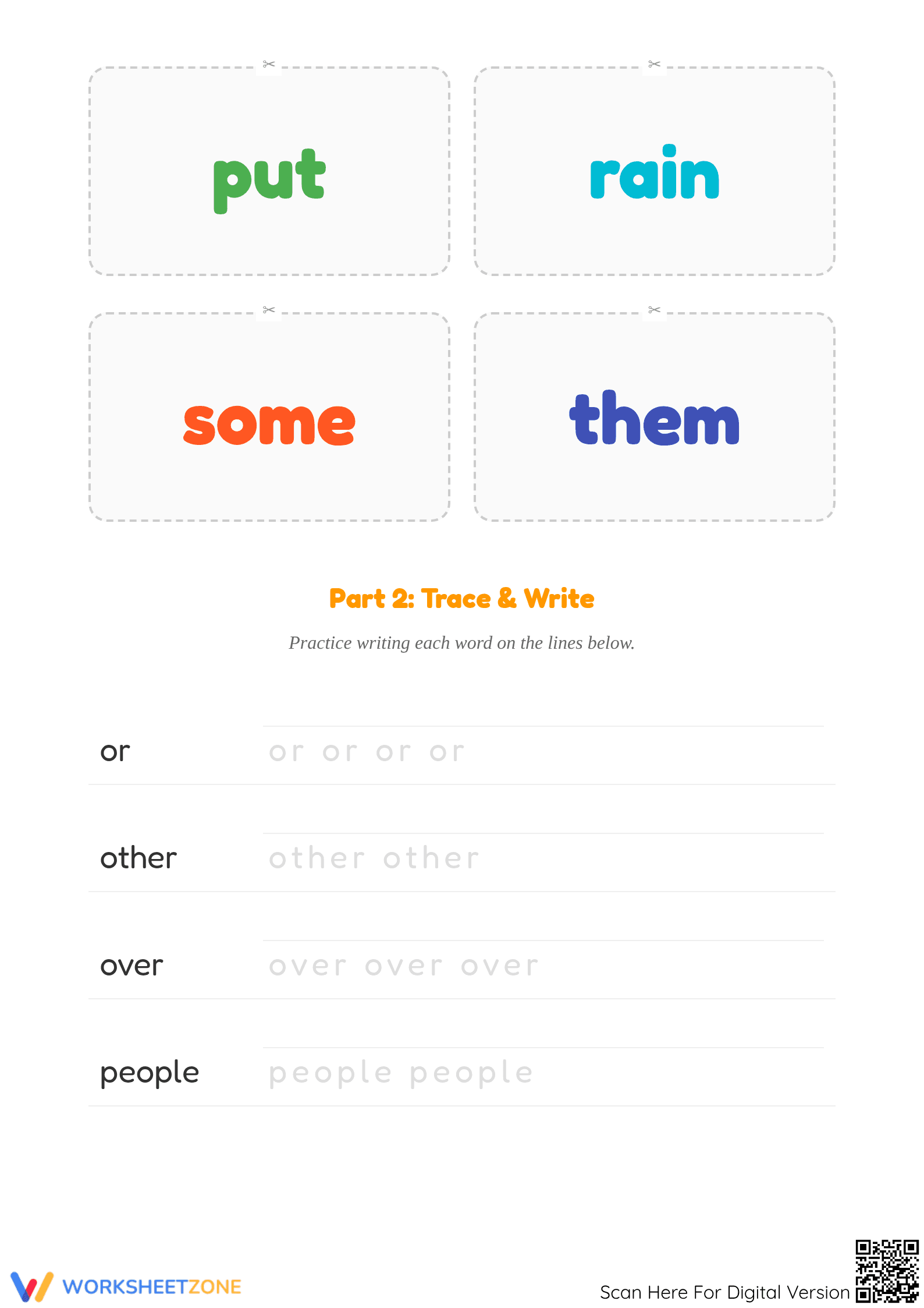 Printable Sight Words Worksheet | Kindergarten English - Page 2
