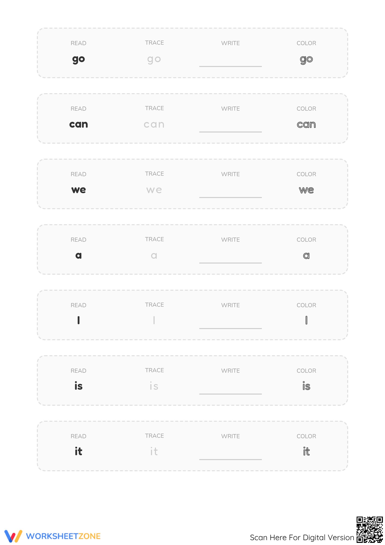 Printable Kindergarten Sight Words Sheet | RF.K.3.C Aligned - Page 2