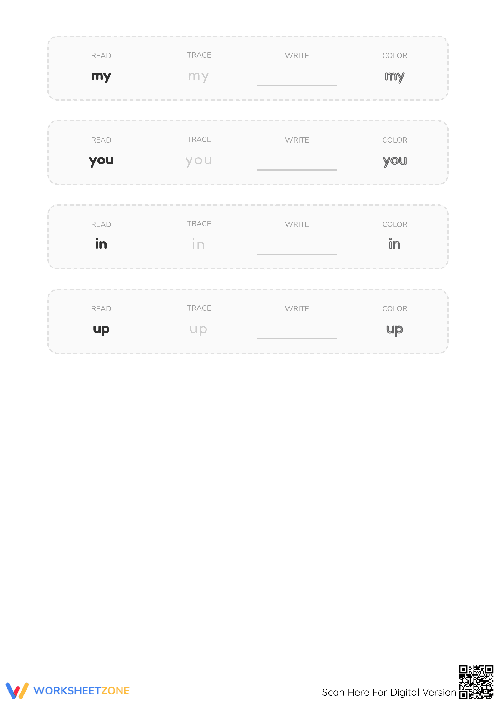 Printable Kindergarten Sight Words Sheet | RF.K.3.C Aligned - Page 3