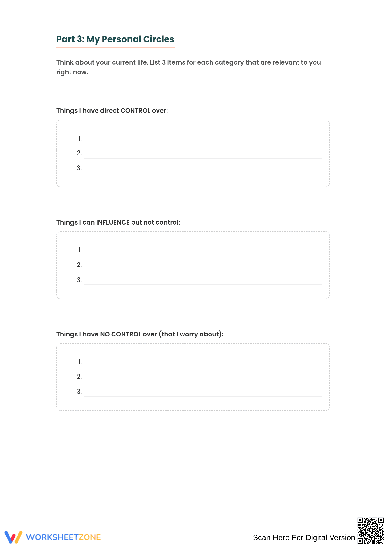 Map My Circle of Control Worksheet - Page 3