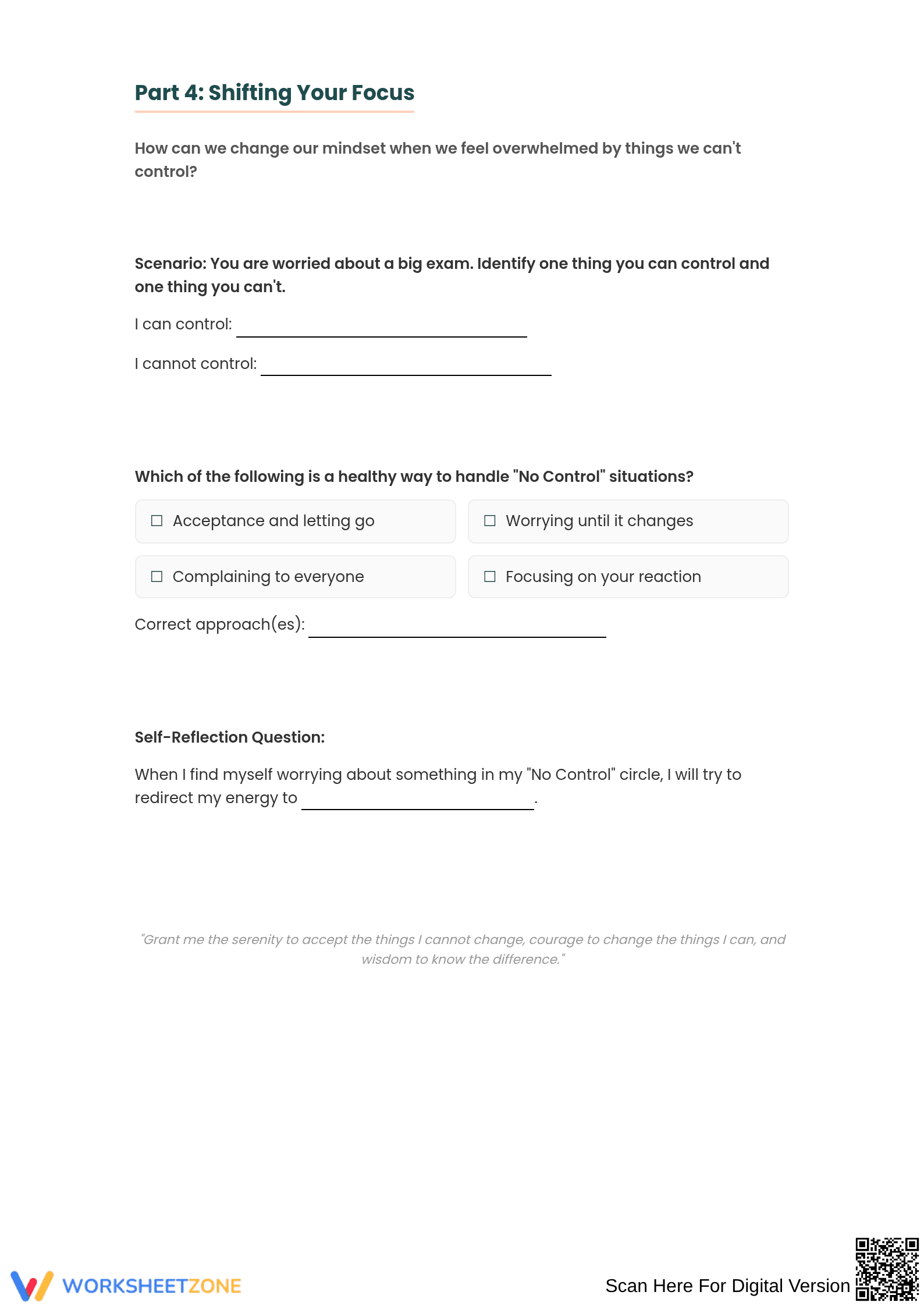 Map My Circle of Control Worksheet - Page 4