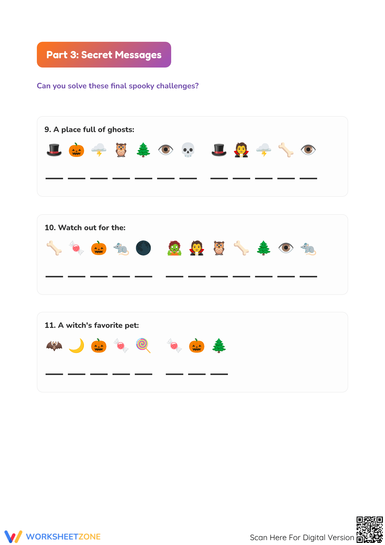 Printable Halloween Crack the Code Worksheet — Grades 1-3 - Page 4