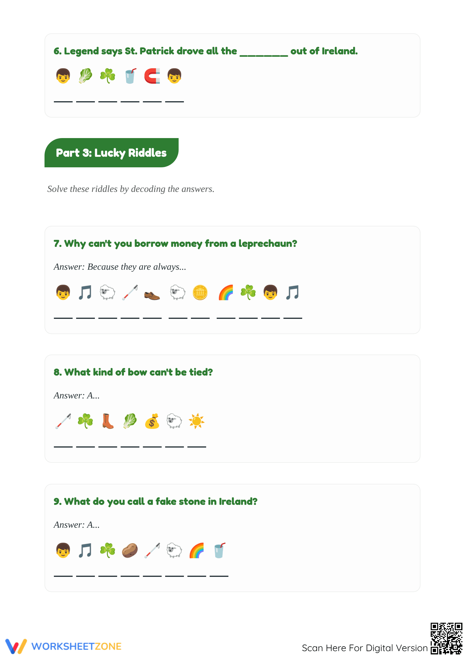 Printable Crack the Code Worksheet | St. Patrick's Day - Page 3