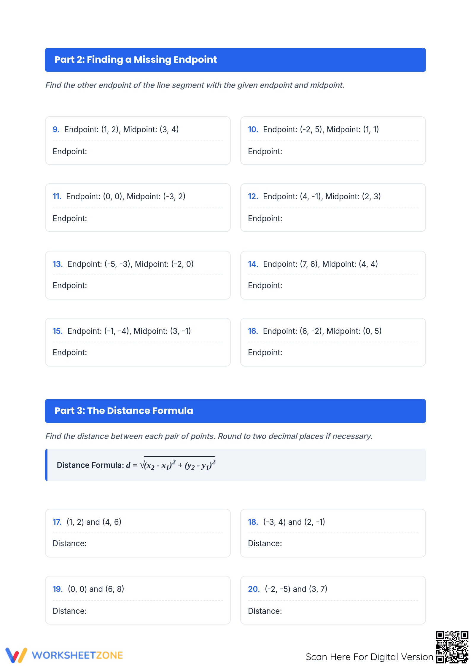 Midpoint and Distance Formula Worksheet | Essential Math - Page 2