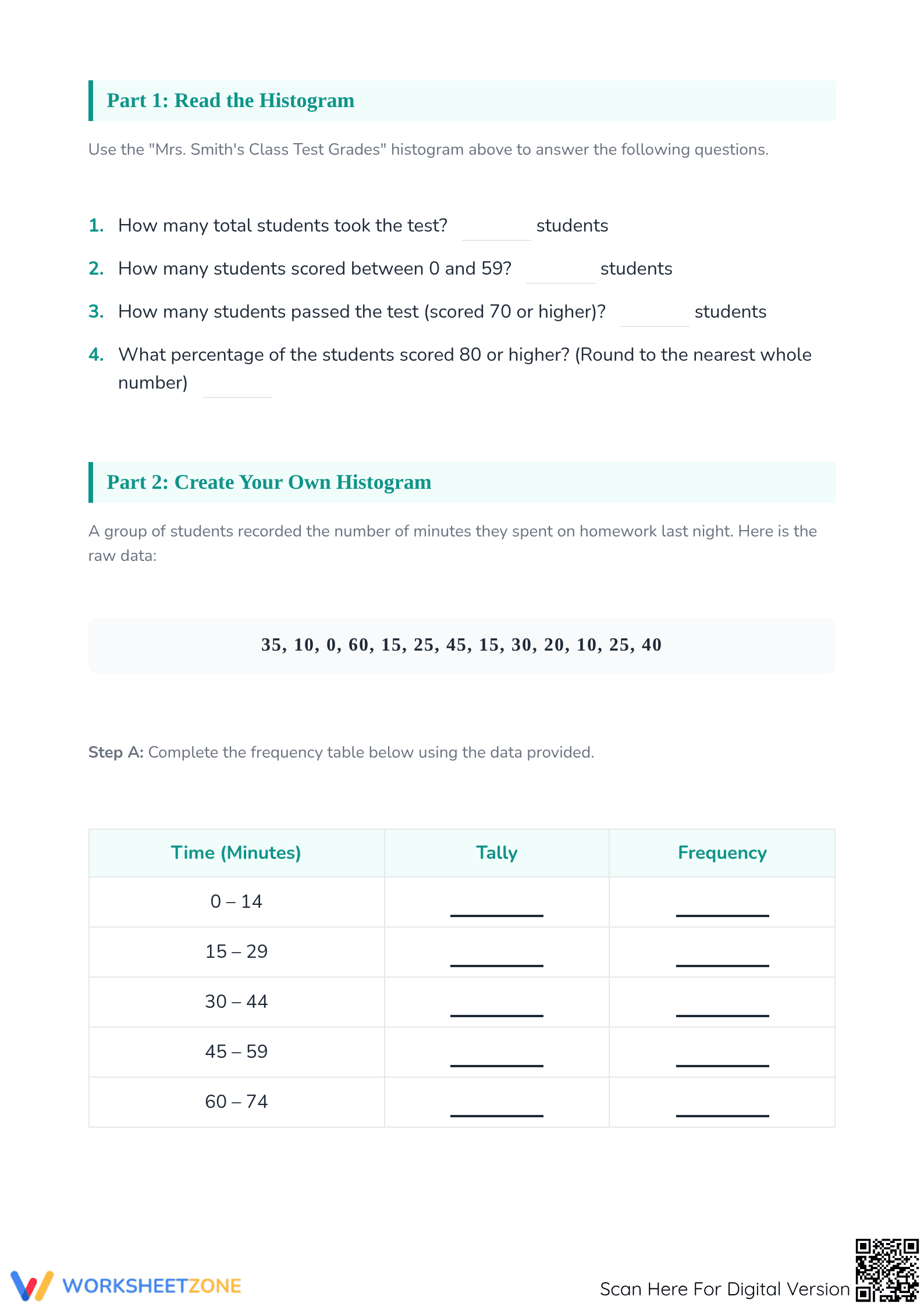 Histogram Notes & Practice Worksheet | Grade 6 Essential - Page 2