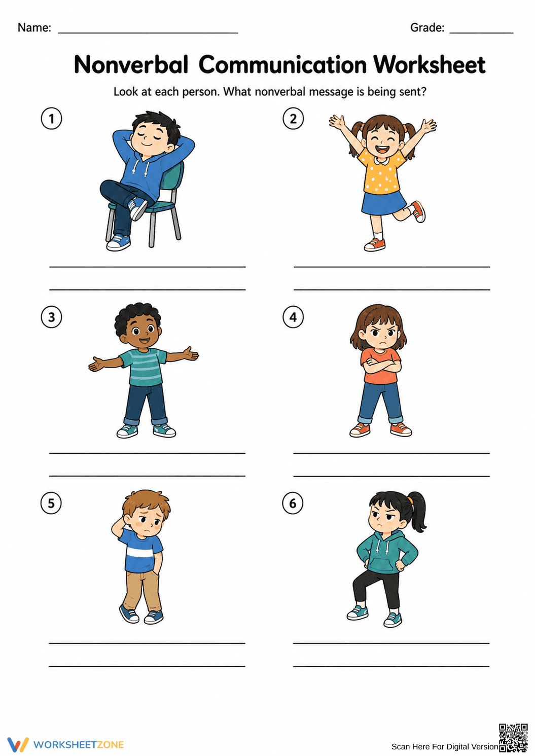 Nonverbal Communication Printable Worksheet | Grade 3-4 - Page 2