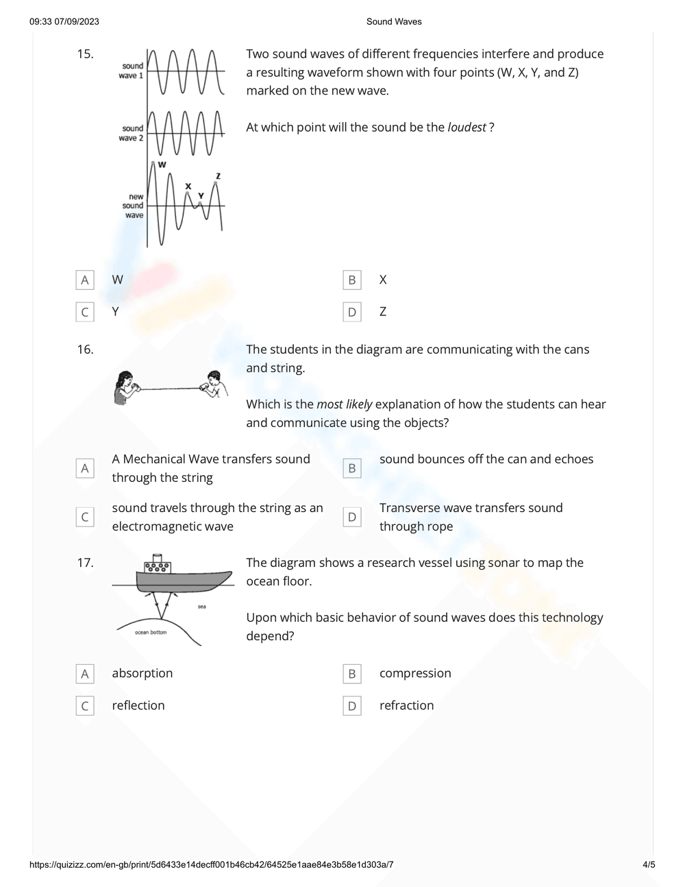 Sound Waves Worksheet for Grade 7 - Page 4