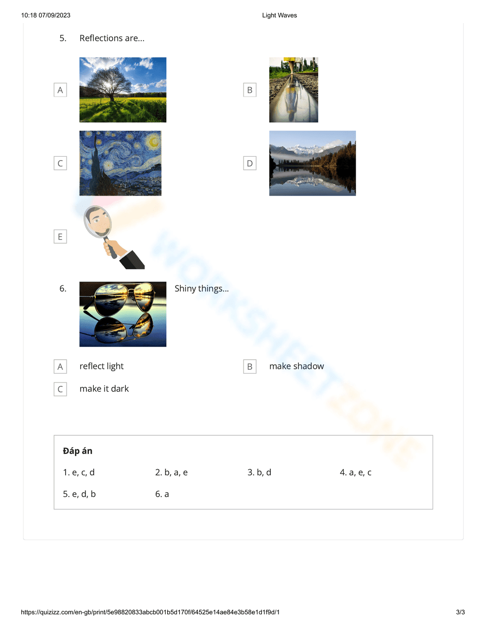 Light Waves Worksheet for Grade 1 - Page 3