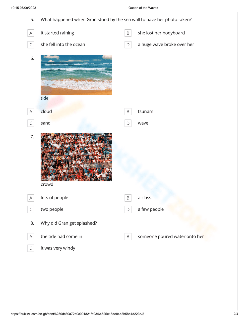 Queen of The Waves Worksheet - Page 2