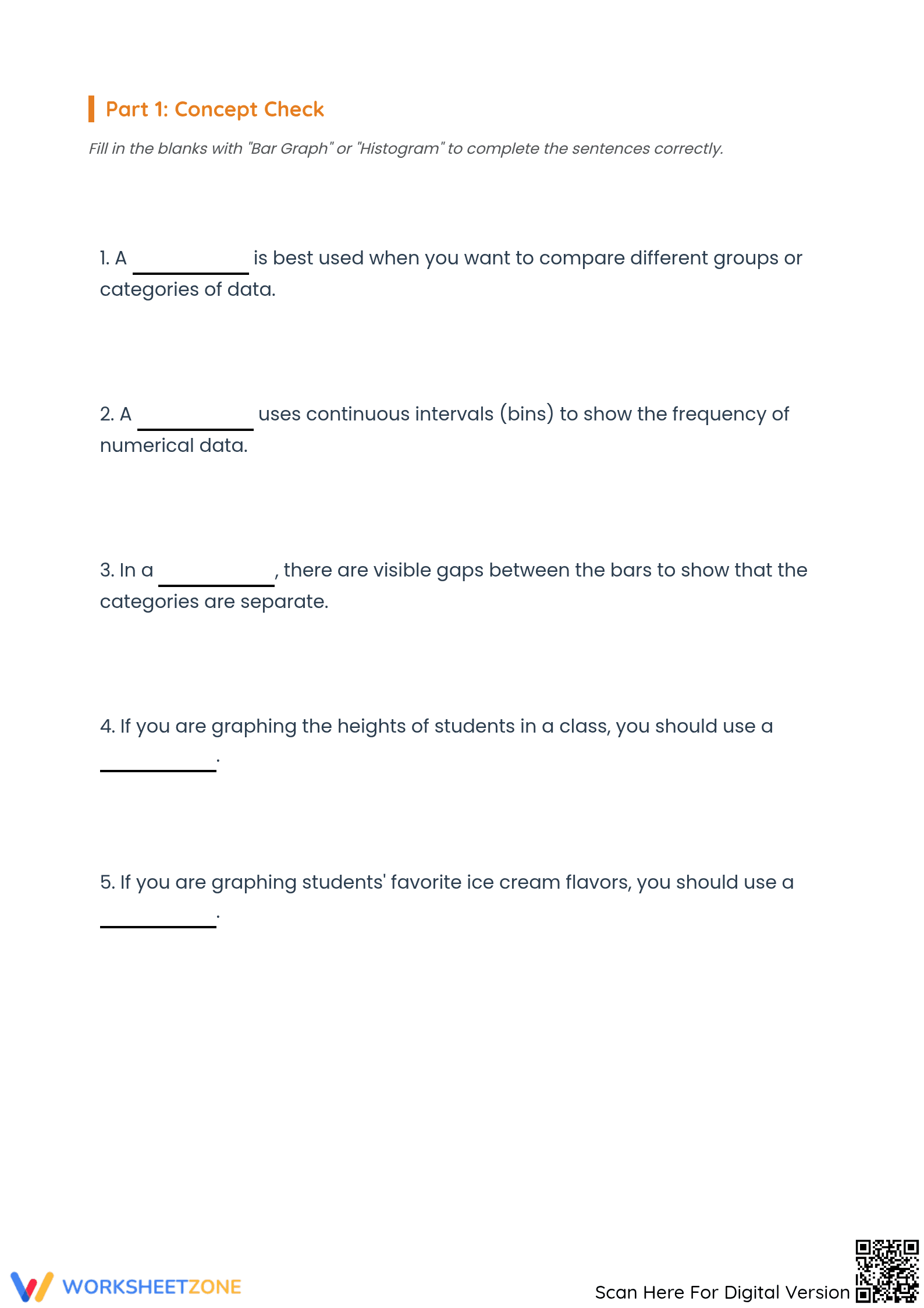 Printable Histograms and Bar Graphs Grade 6 Math Guide - Page 2