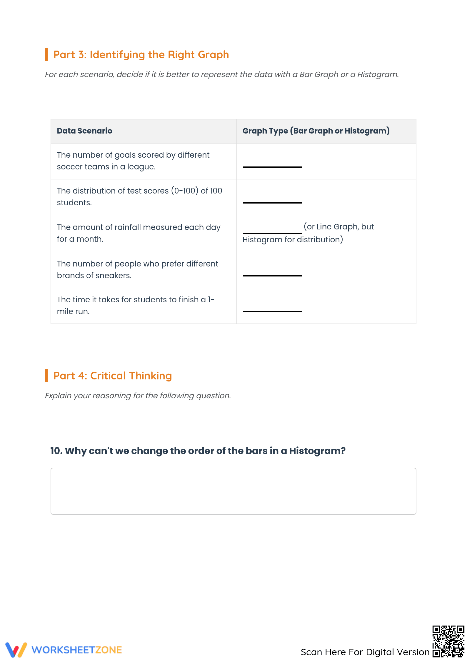 Printable Histograms and Bar Graphs Grade 6 Math Guide - Page 4