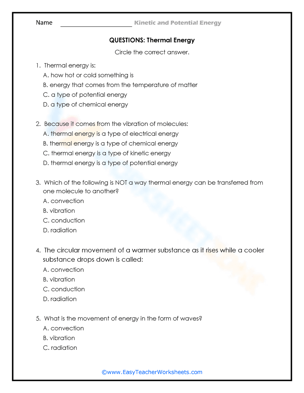 Explore Thermal Energy Concepts Worksheet - Page 2