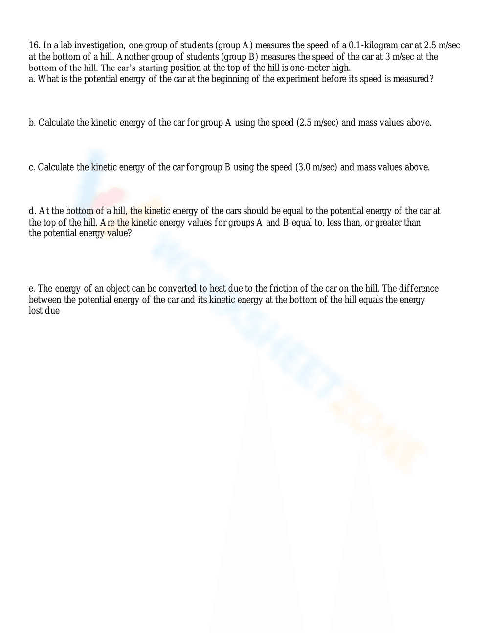 Kinetic And Potential Energy Worksheets - Page 3