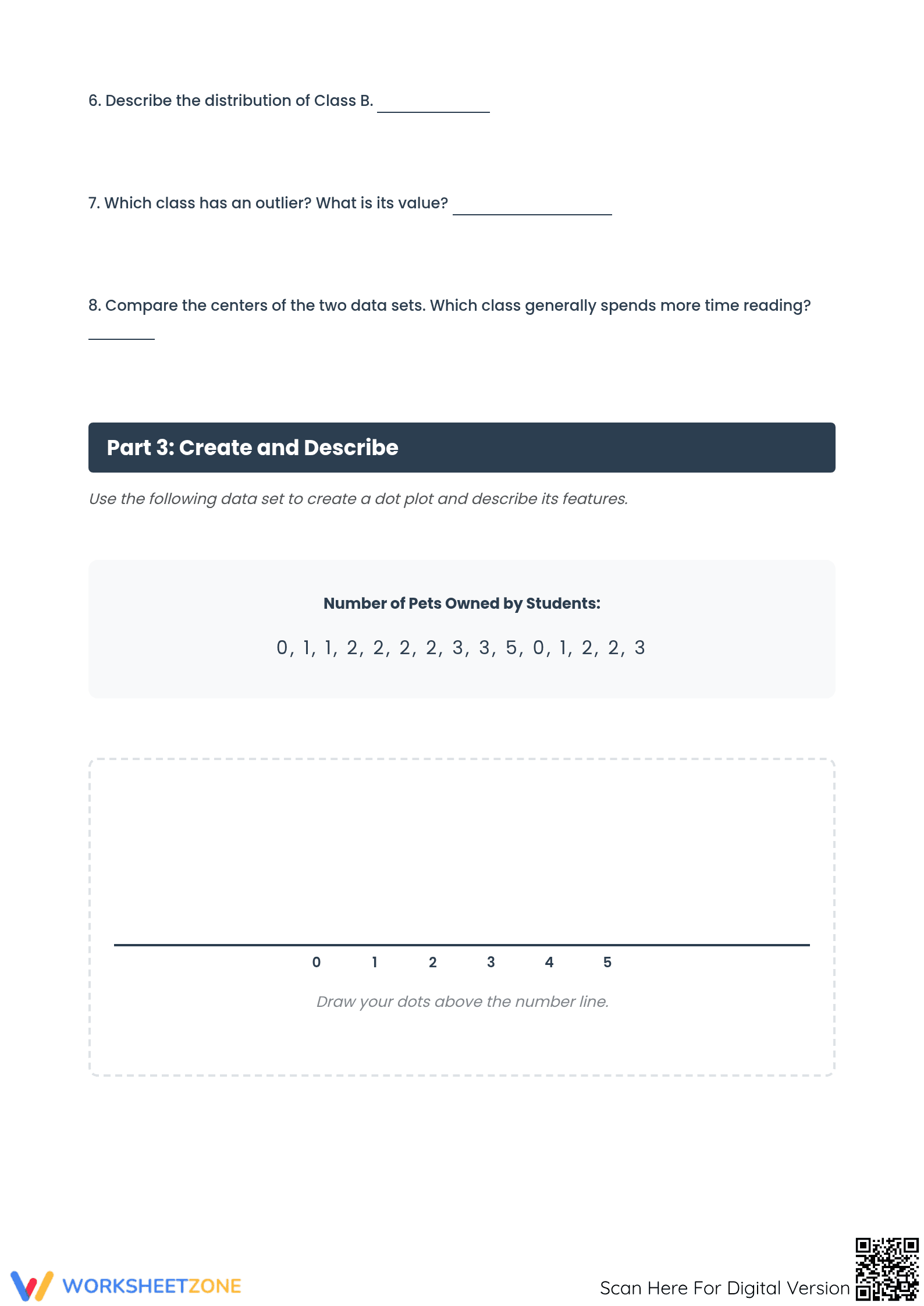 Essential Dot Plots & Data Distribution Worksheet | Grade 7 - Page 4