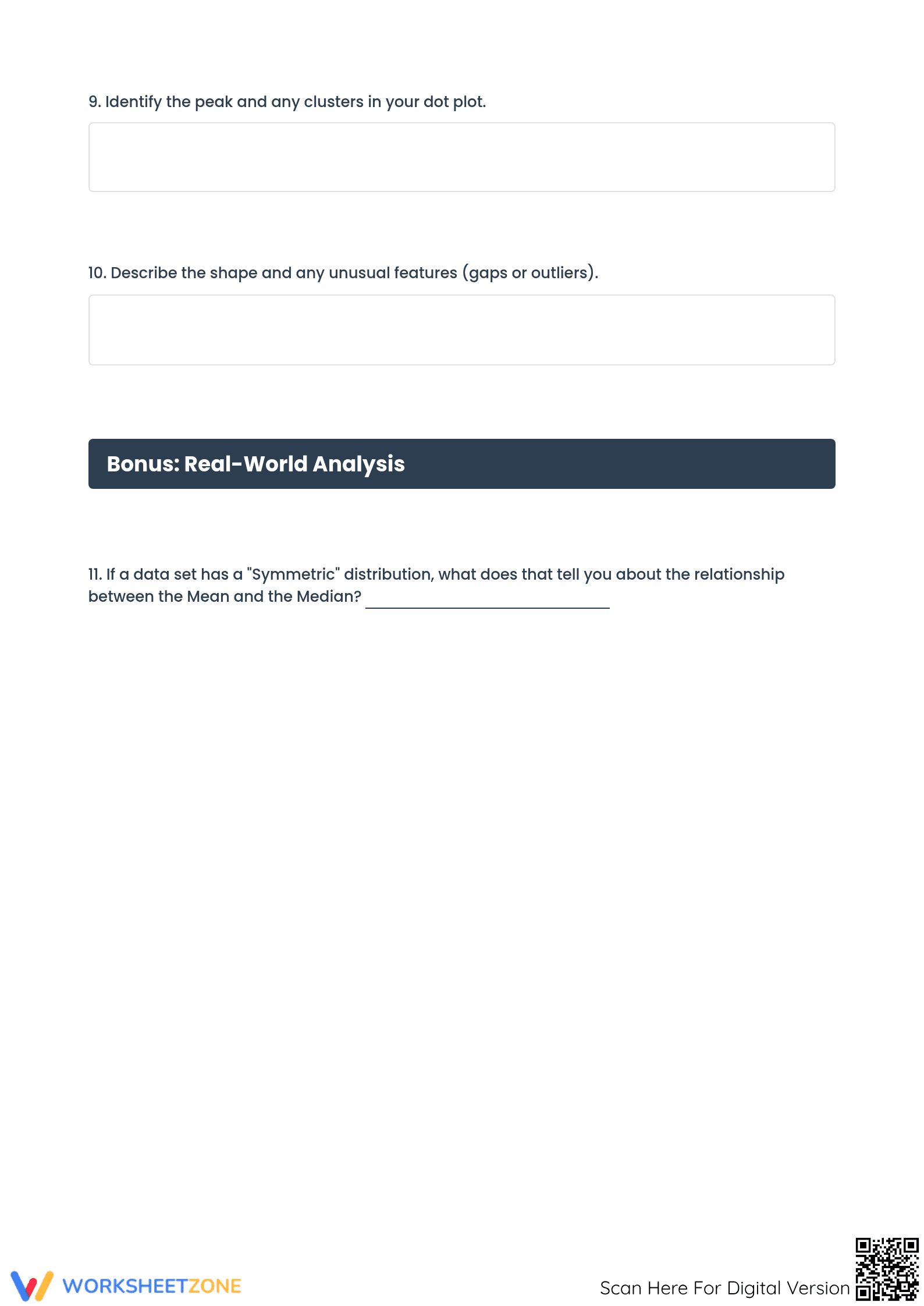 Essential Dot Plots & Data Distribution Worksheet | Grade 7 - Page 5