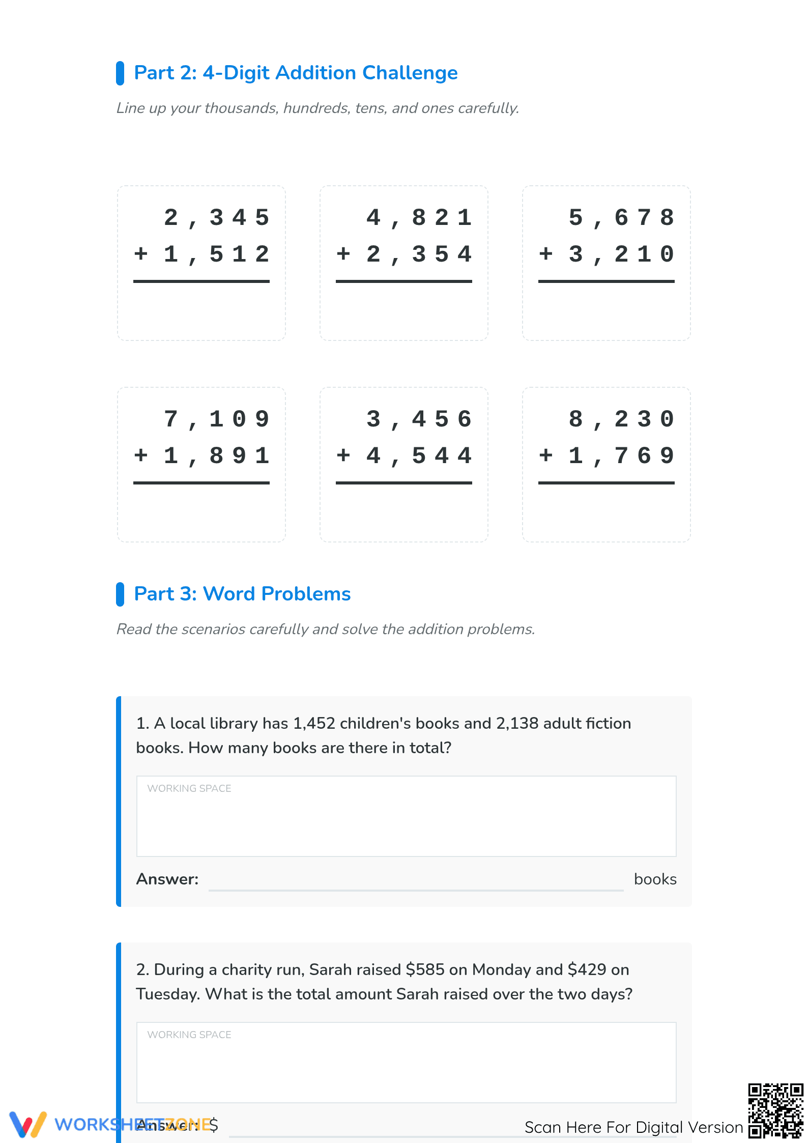 Printable Multi-Digit Addition Worksheet | Grade 4 Essential - Page 2