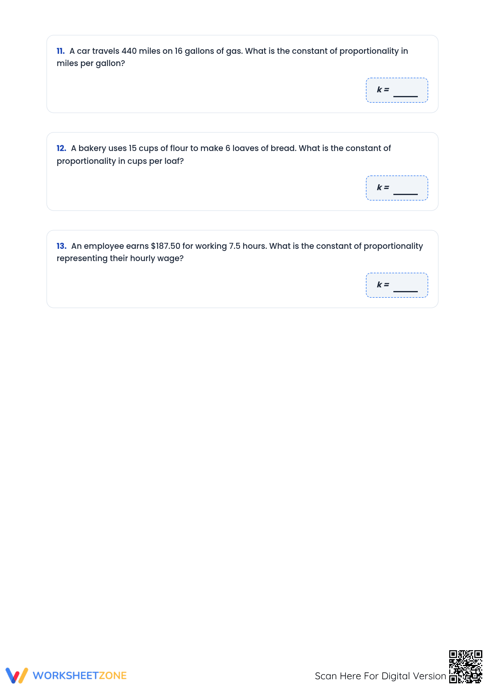 Essential Constant of Proportionality Worksheet | Grade 7 - Page 5