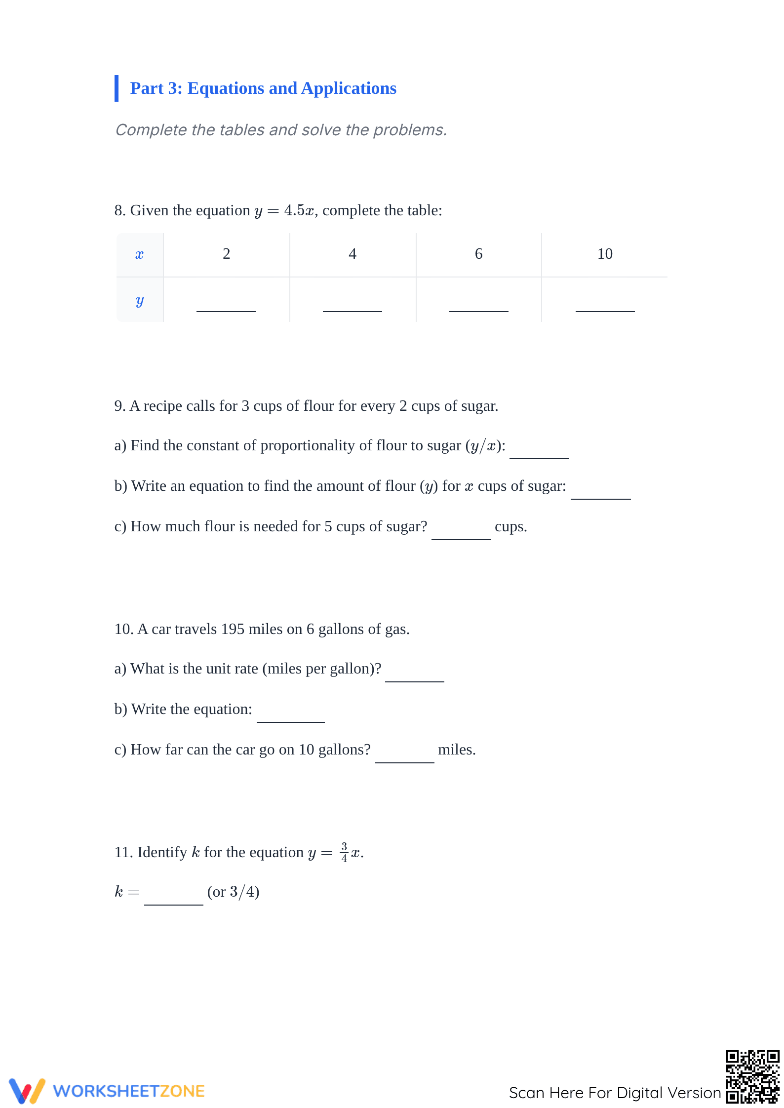 Constant of Proportionality Worksheet | Grade 7 Printable - Page 4