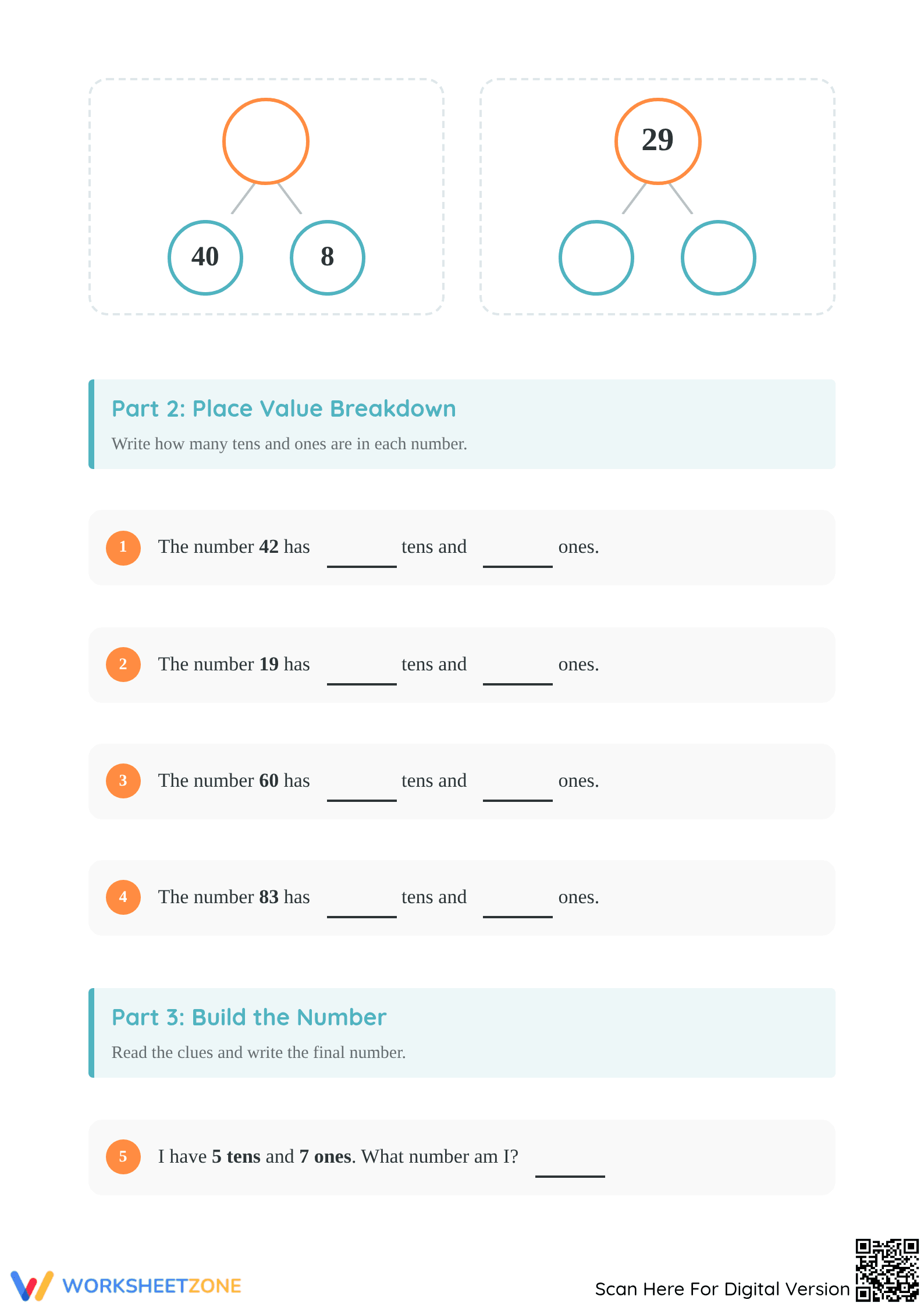 Identifying Tens and Ones Worksheet | Grade 1 Printable - Page 2