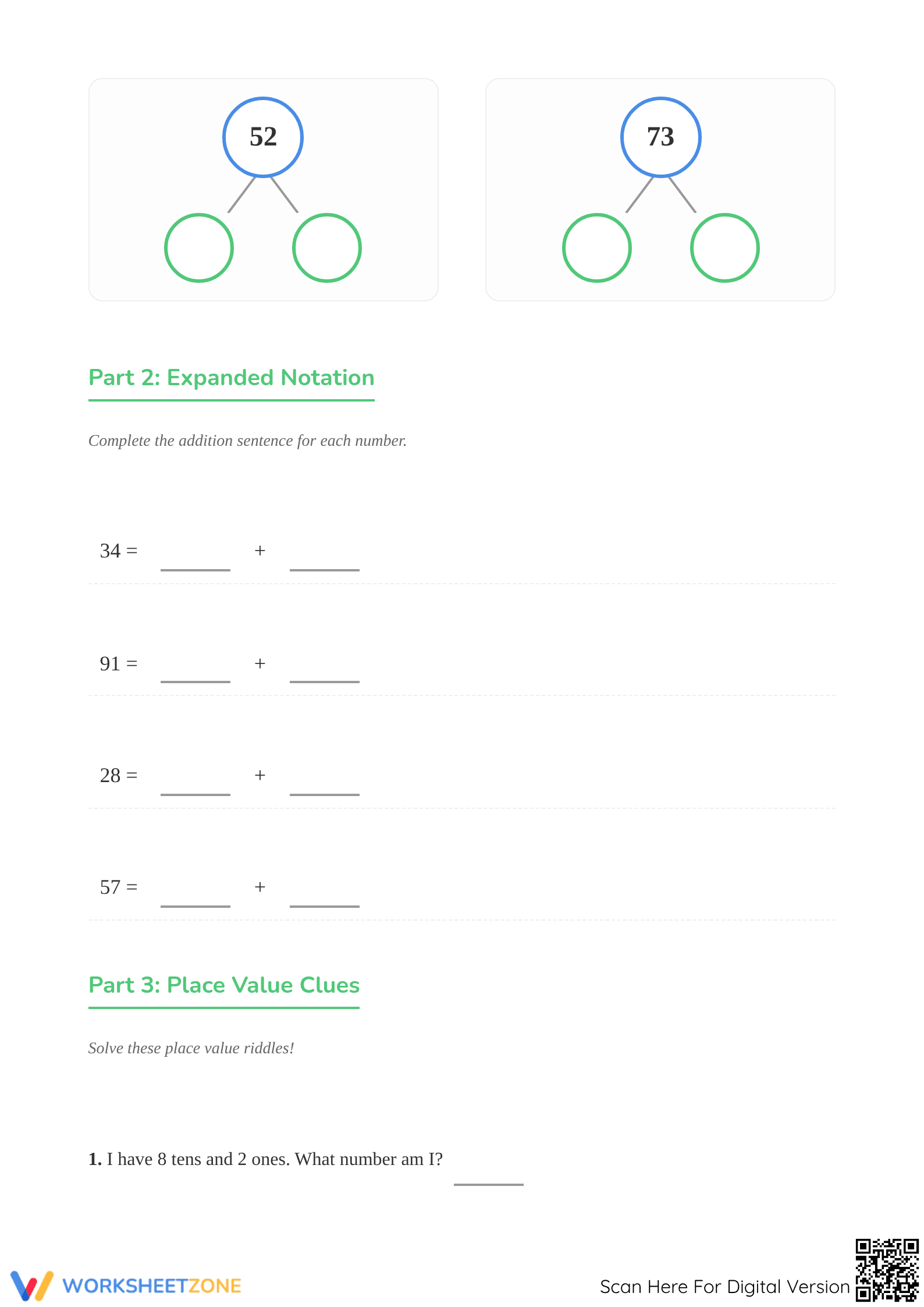 Printable Tens and Ones Place Value Worksheet | Grade 2 - Page 2