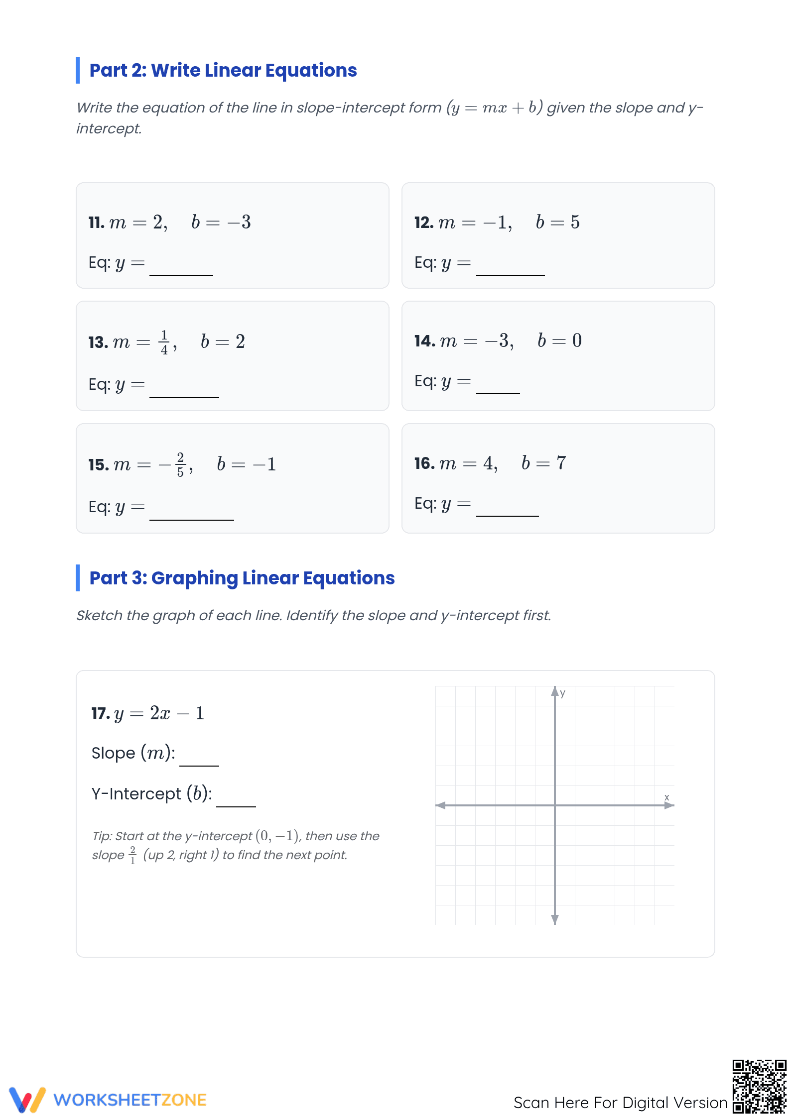 Slope Intercept Form Worksheet | Essential Grade 8 Math - Page 2