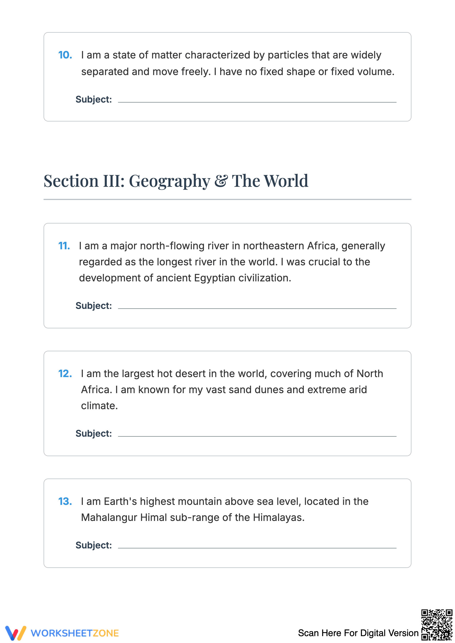 Who Am I Worksheet - Page 4