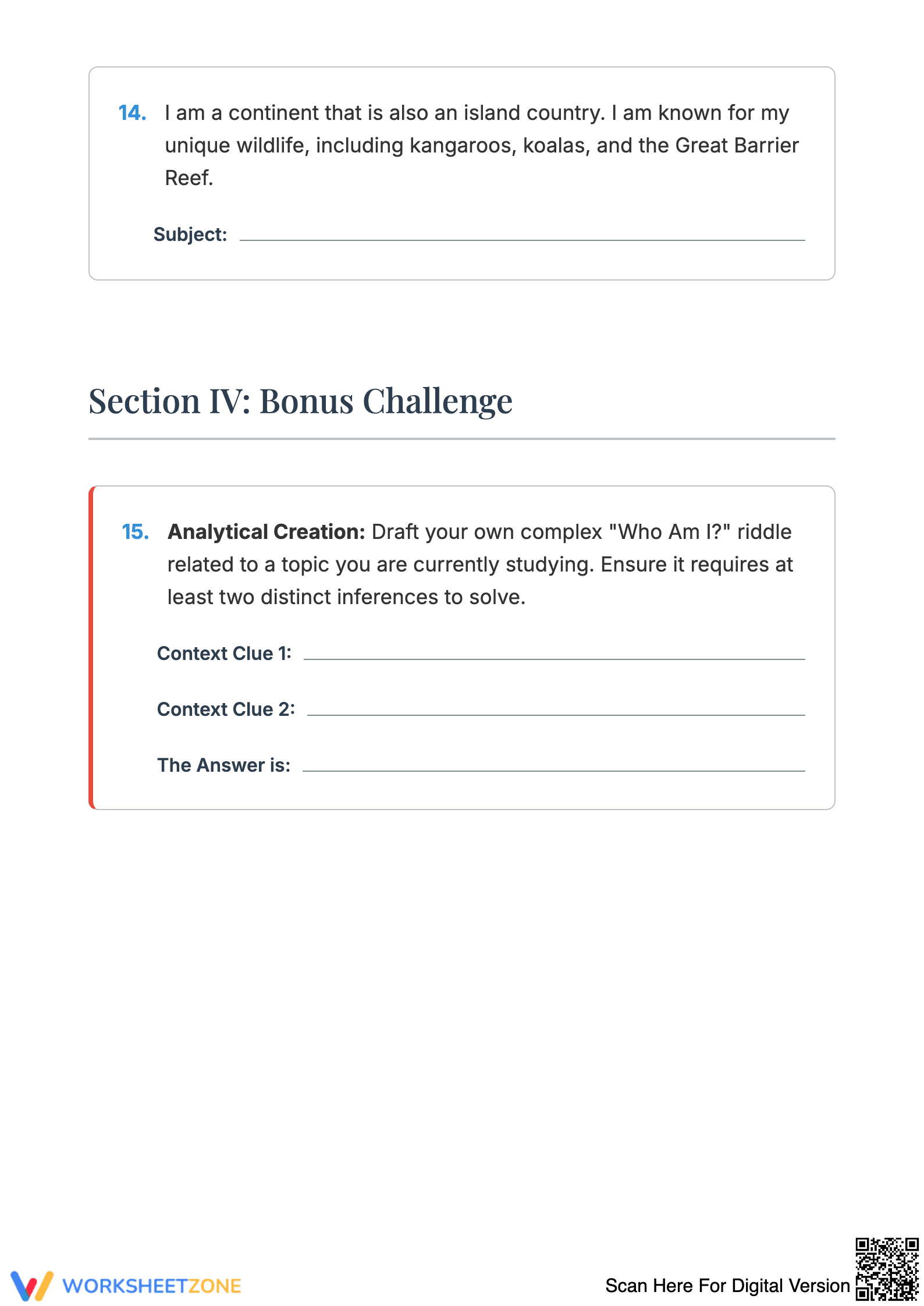 Who Am I Worksheet - Page 5