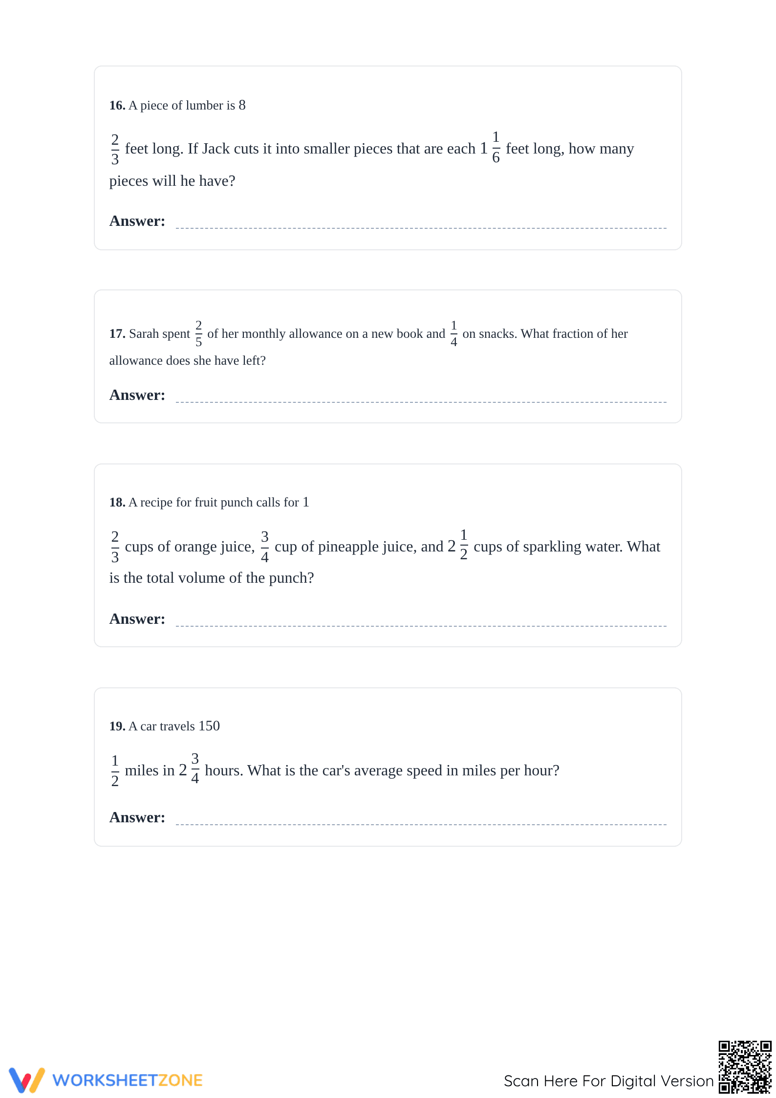 7.NS.A.3 Worksheet: Fraction Operations — Grade 7 Aligned - Page 3