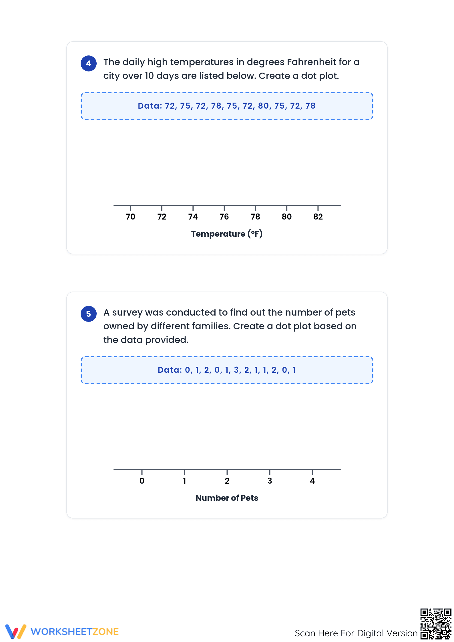 Grade 6 Creating Dot Plots — Printable No-Prep Worksheet - Page 3