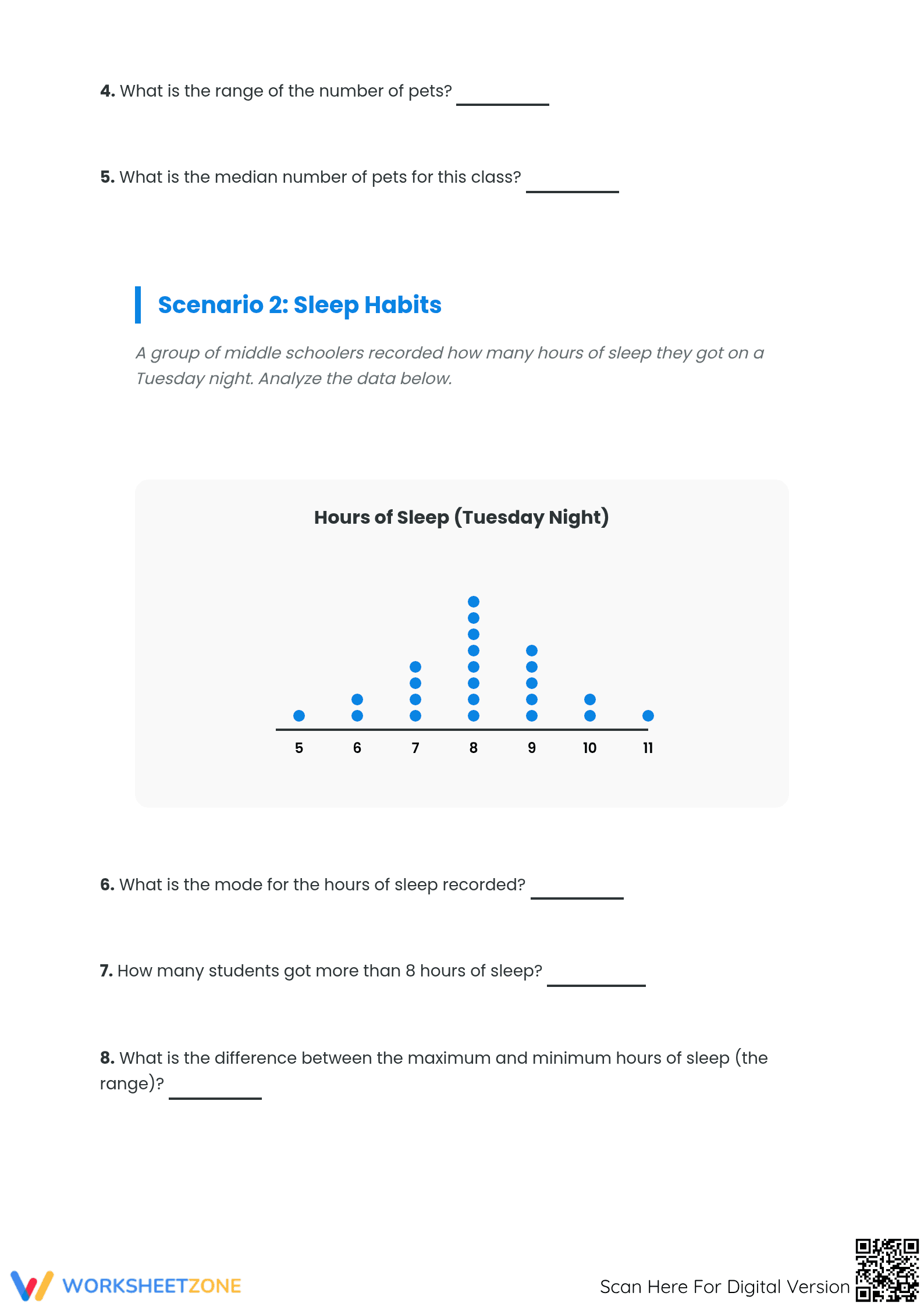 Grade 6 Dot Plot — Printable No-Prep Activity Sheet - Page 2