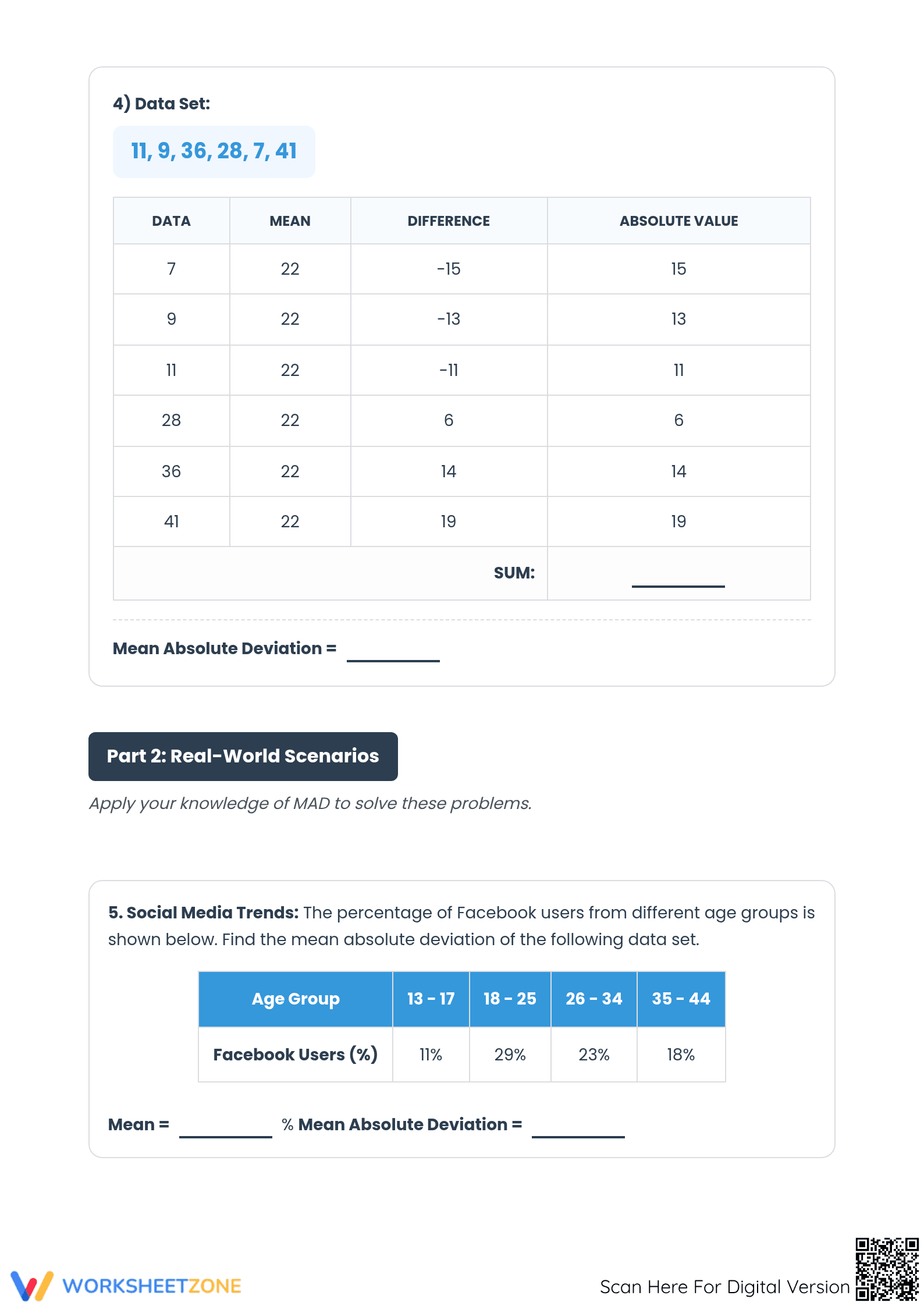 Printable Mean Absolute Deviation Worksheet | Grade 6-8 Math - Page 5