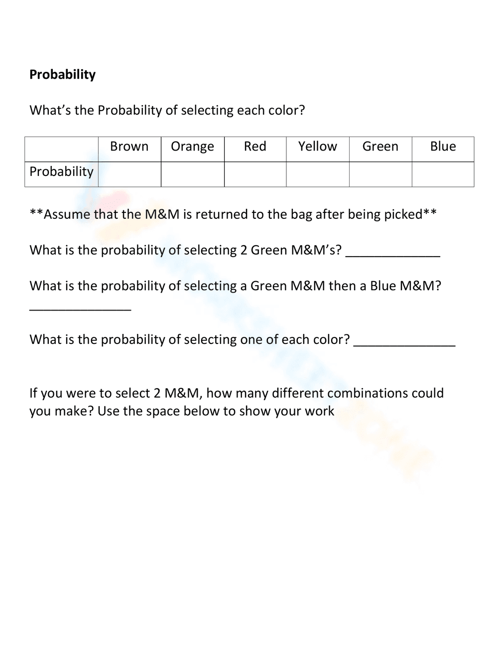 Mean Absolute Deviation: Review with M&Ms Worksheet - Page 2