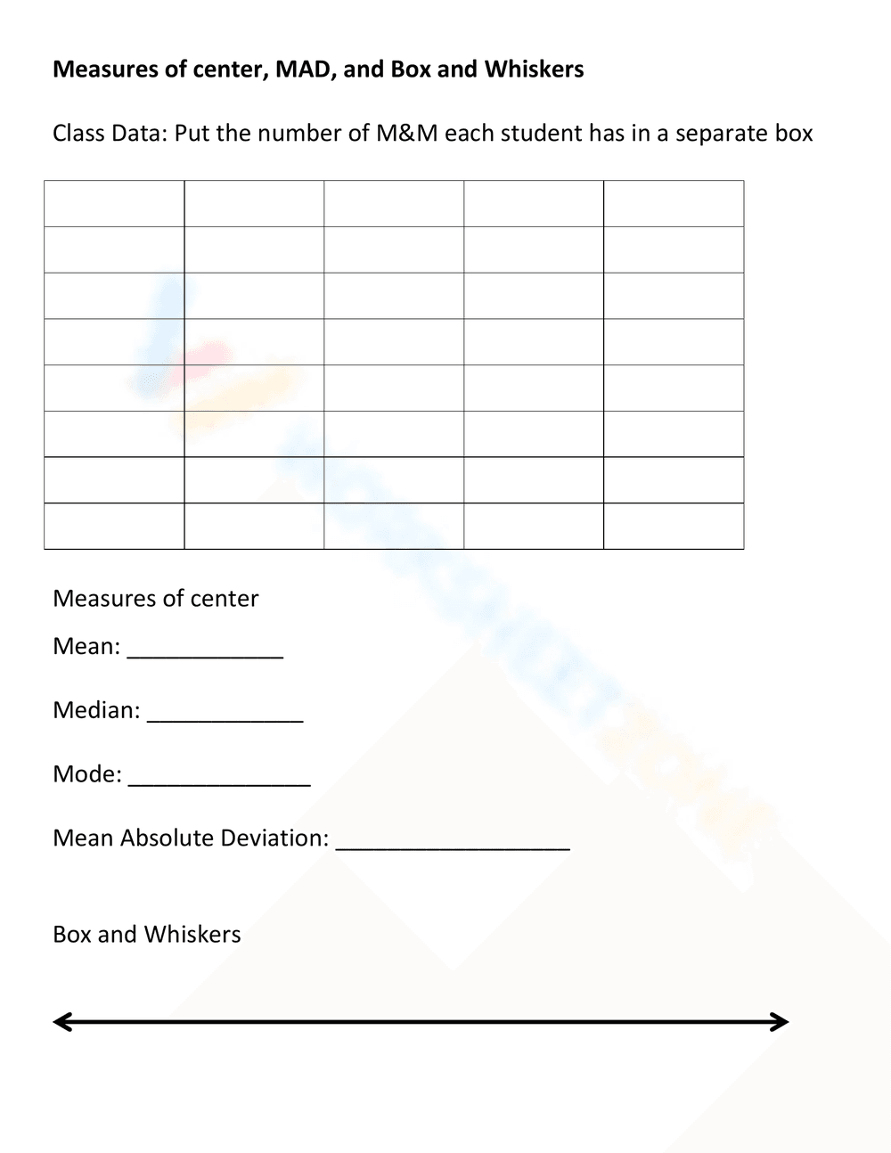 Mean Absolute Deviation: Review with M&Ms Worksheet - Page 3
