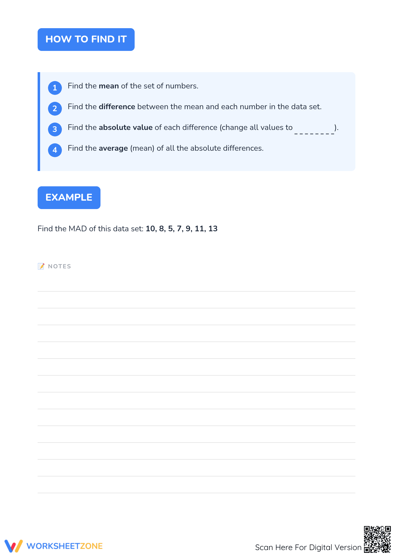 Printable Mean Absolute Deviation Notes | Grade 6-8 Math - Page 2