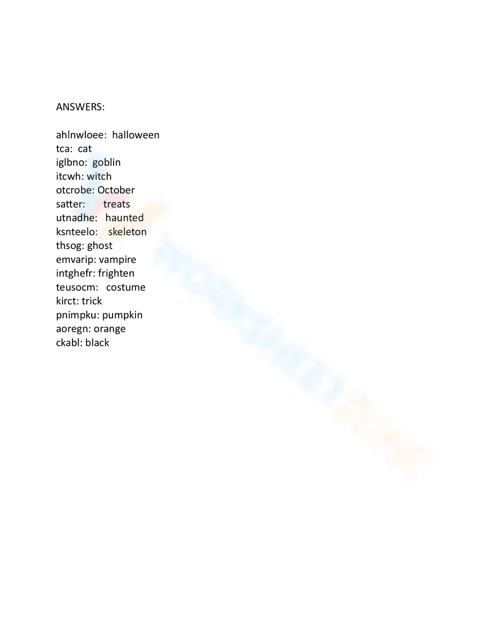 Halloween Word Scramble: Challenge Your Vocabulary - Page 2